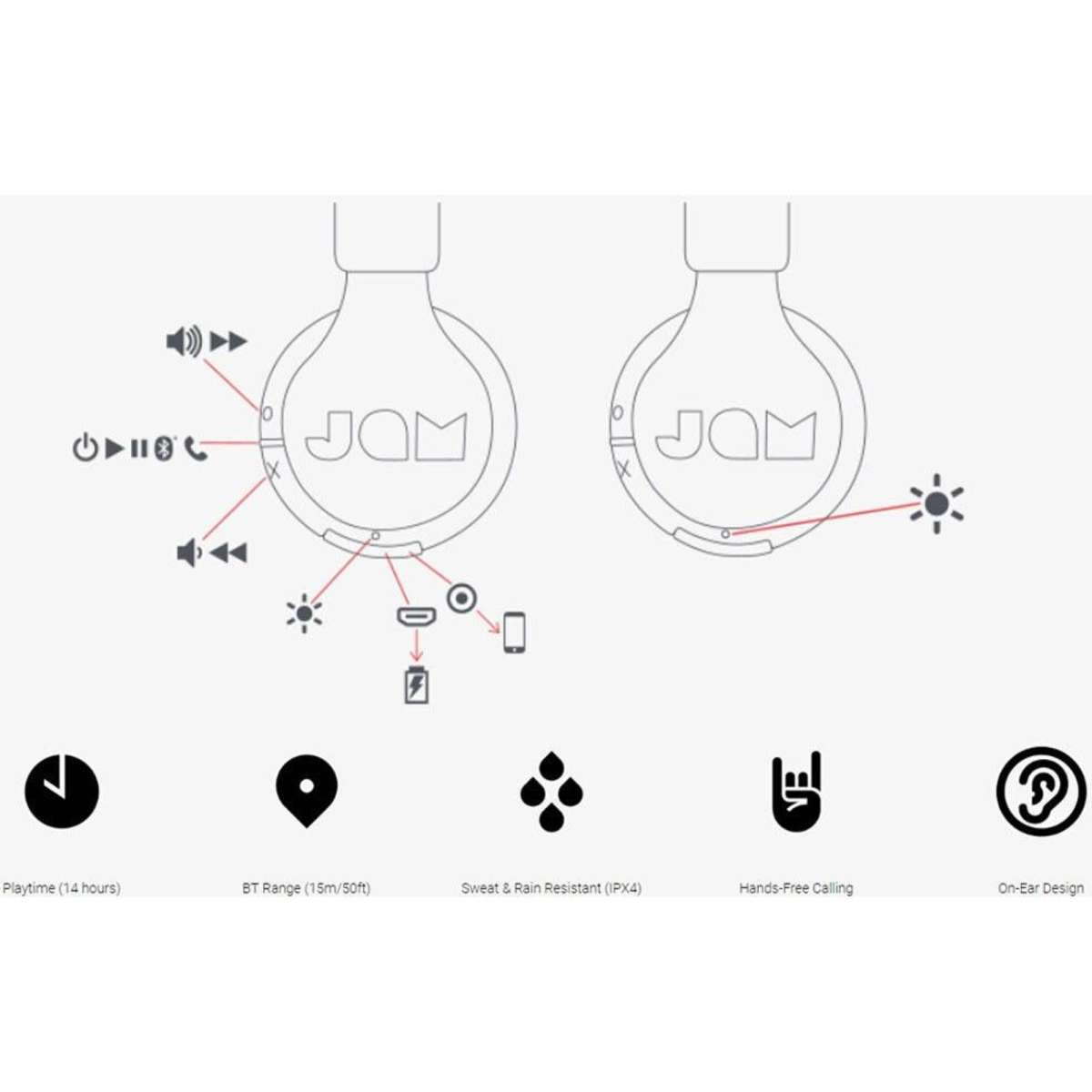 Jam Been There Bluetooth Wireless Headphones Grey Woolworths