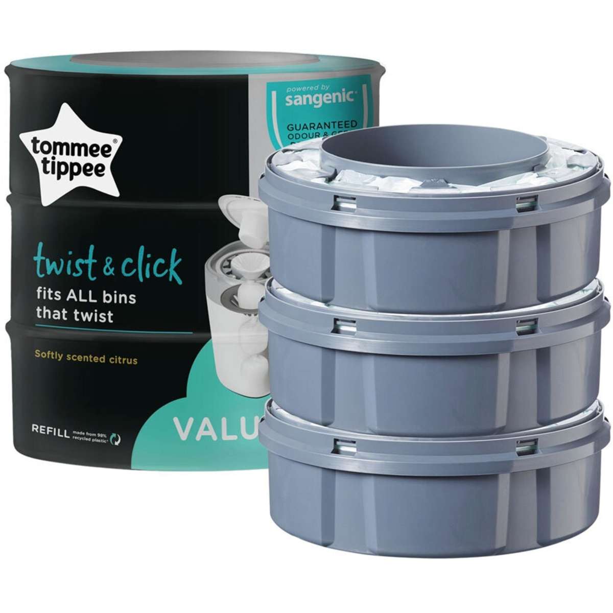 Tommee Tippee Twist & Click Refill Pack For All Bins That Twists 3PK