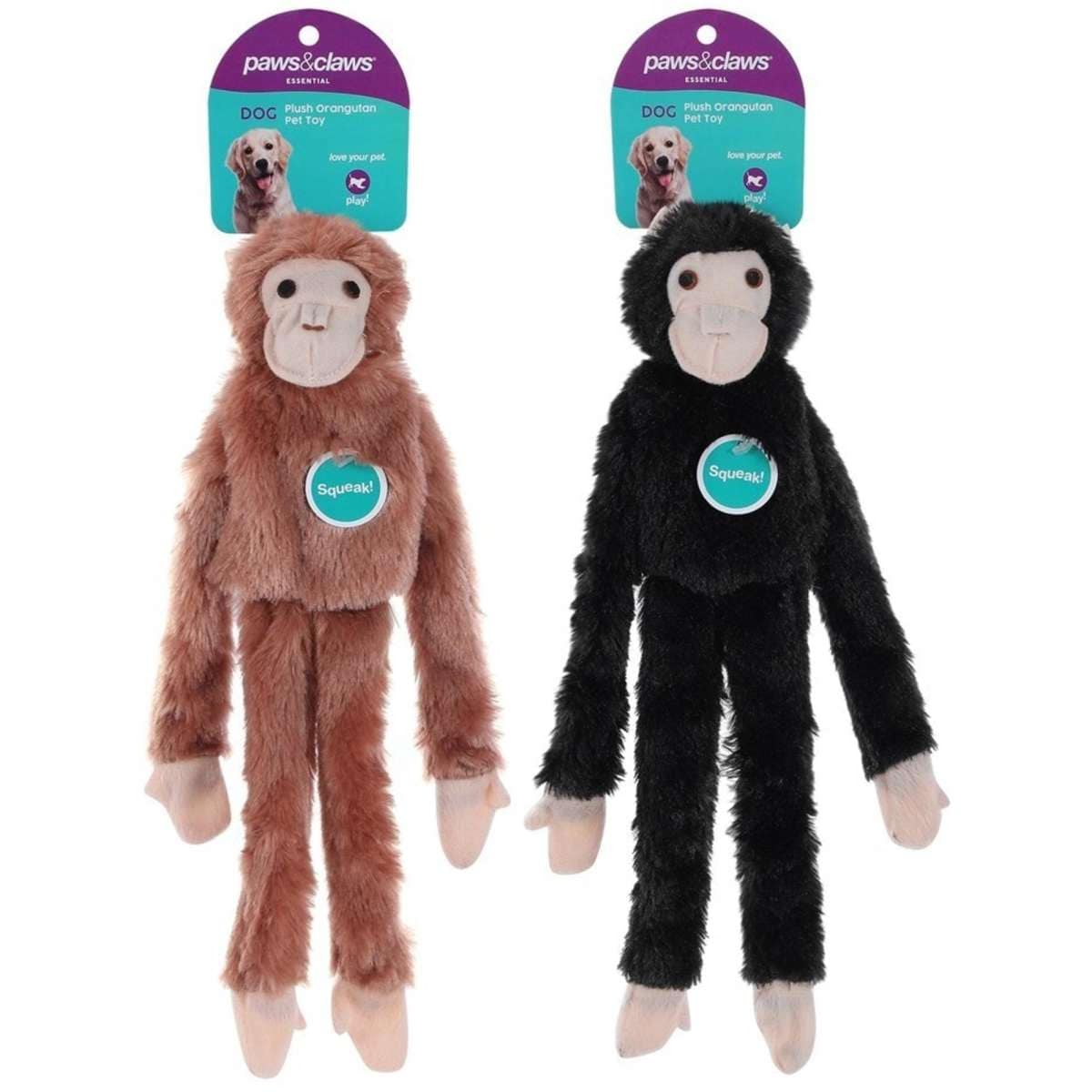 Paws & Claws Orangutan Plush Pet Dog Toy Assorted Woolworths