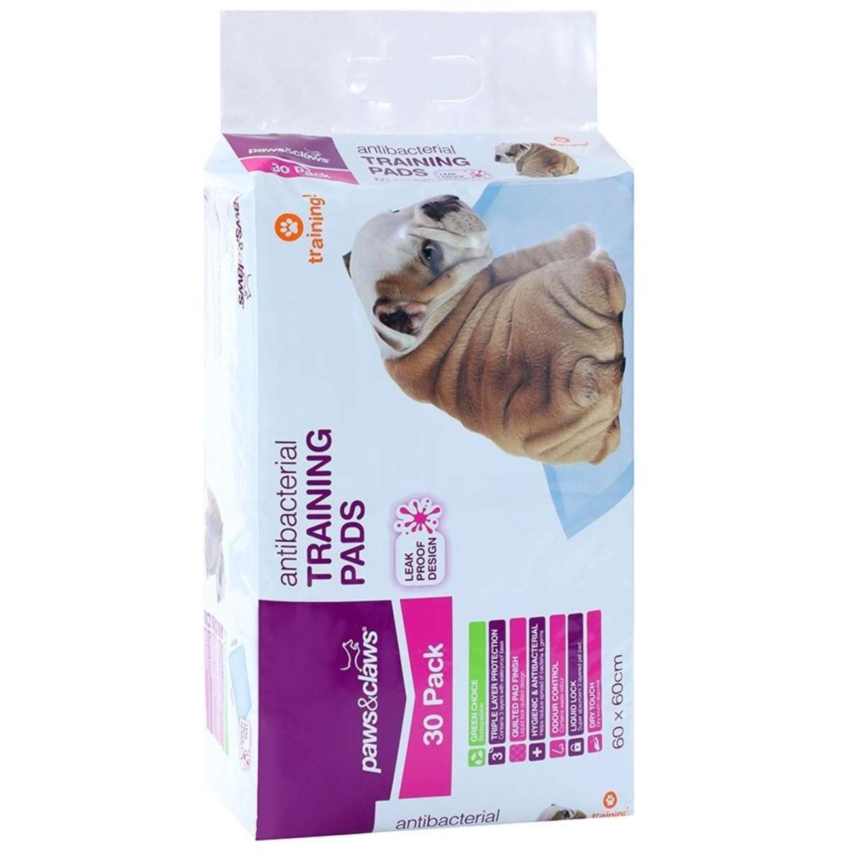 Paws And Claws 30pc Puppy/Dog/Pet Training Pads Antibacterial 60x60cm