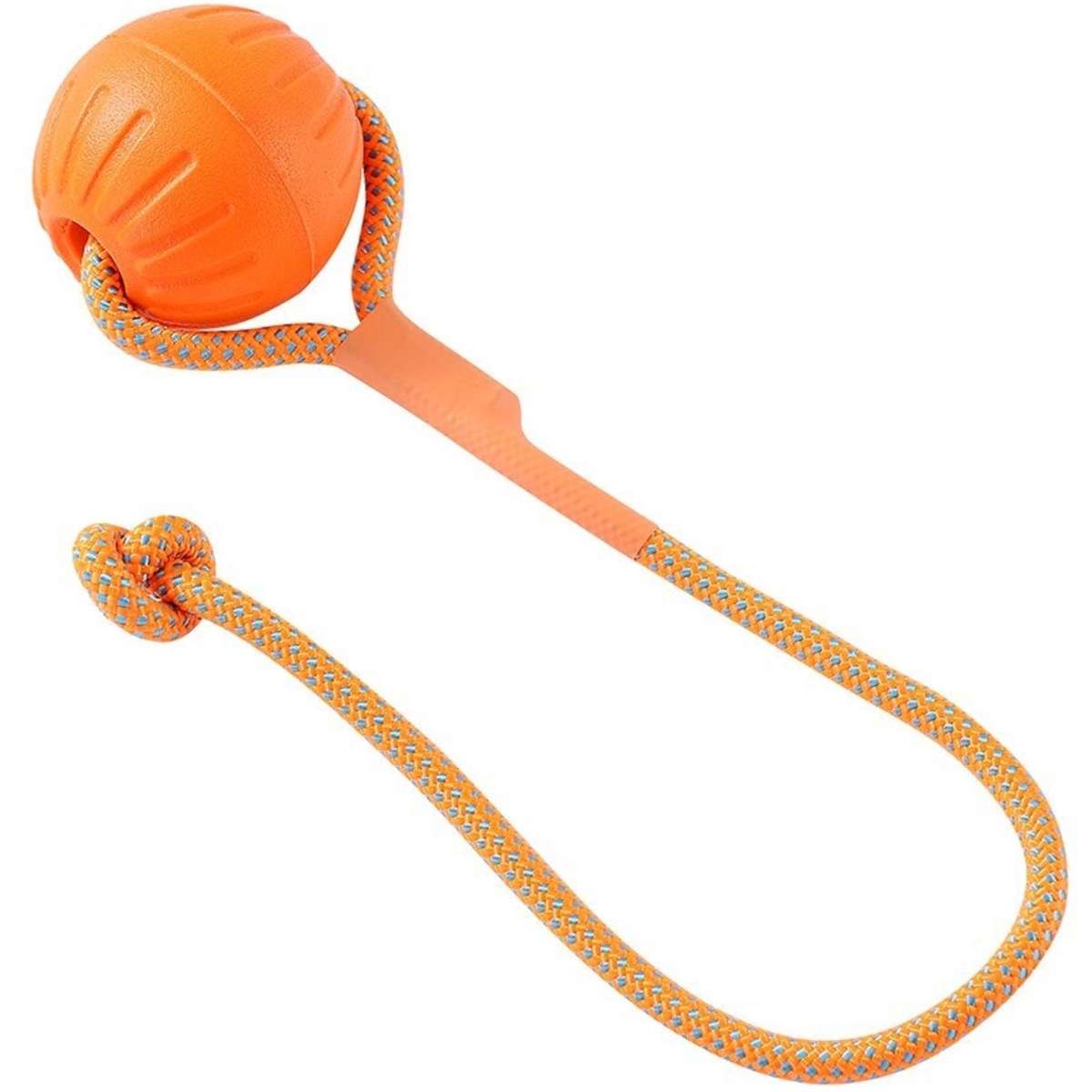 Paws & Claws Fetch N' Play Pet Dog Ball Rope Tugger 6cm Orange Woolworths
