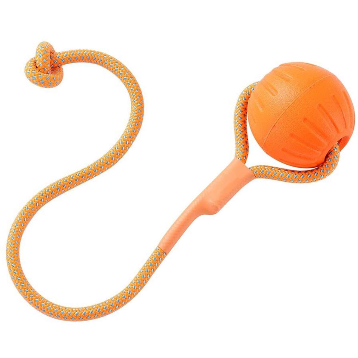 Paws & Claws Fetch N' Play Pet Dog Ball Rope Tugger 6cm Orange Woolworths