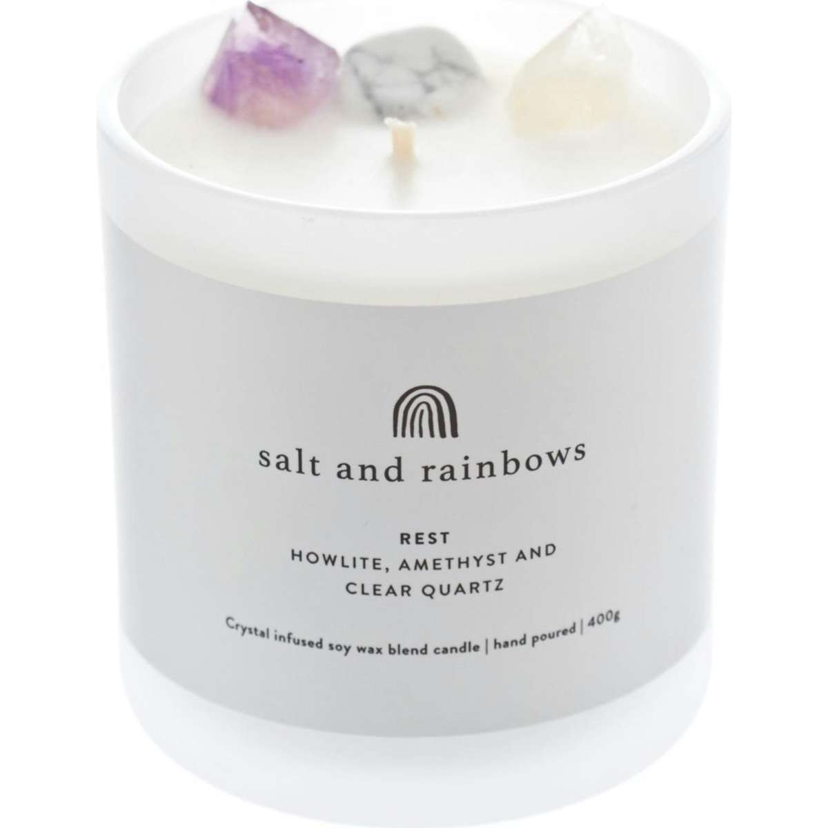 Salt And Rainbows Rest Crystal Candle 400g Woolworths