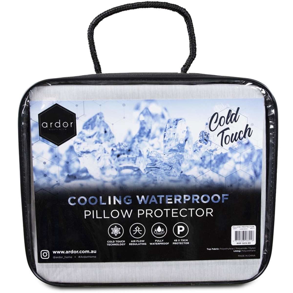 Ardor Cooling Waterproof Pillow Protector Grey 48 x 73 cm Woolworths