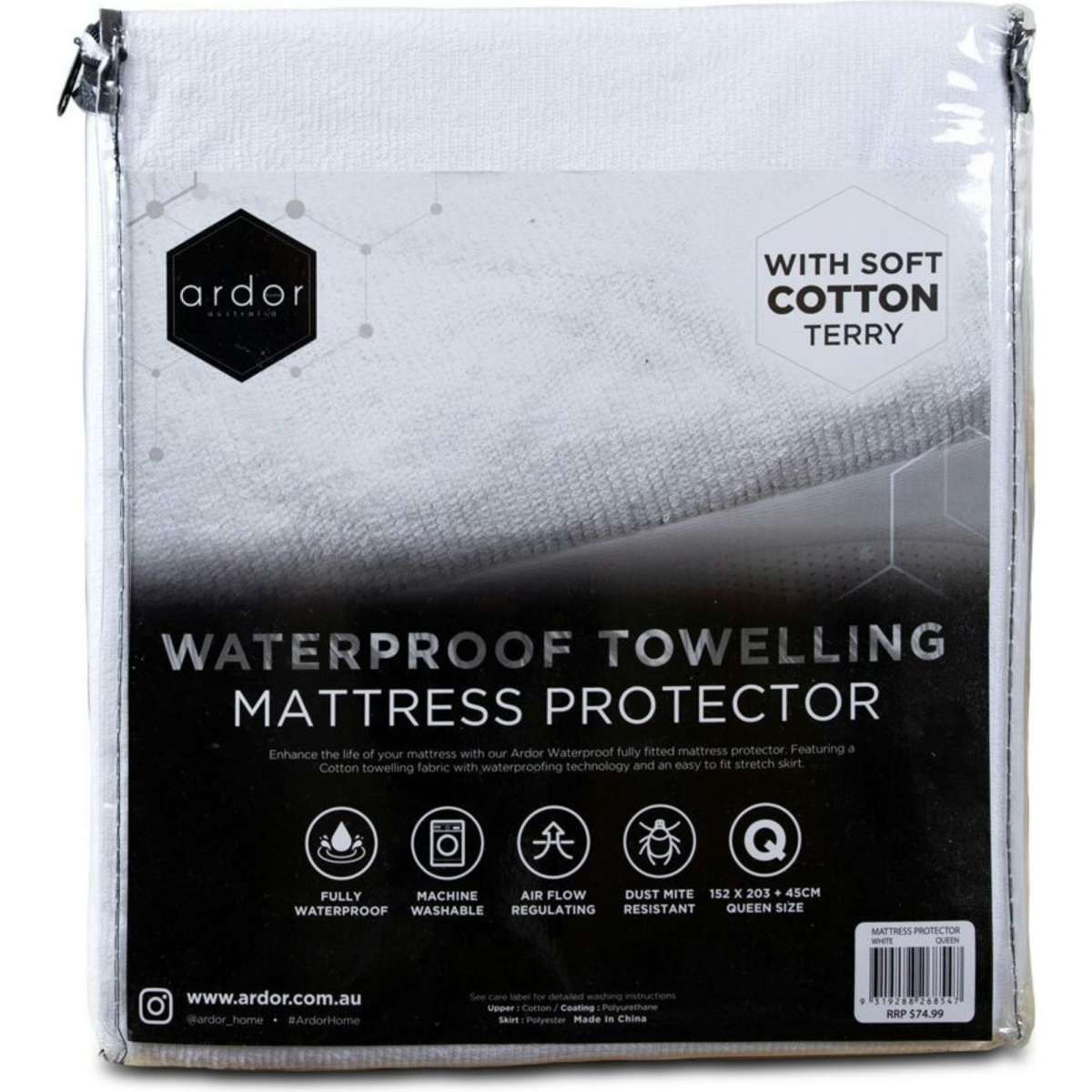 Ardor Waterproof Towelling Mattress Protector Queen Woolworths
