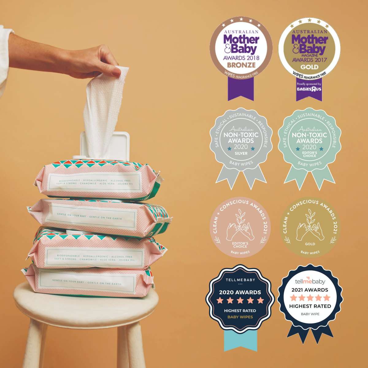 Joonya Nontoxic Baby Wipes Carton 24 Pack x 80 Wipes + Mustard Vegan