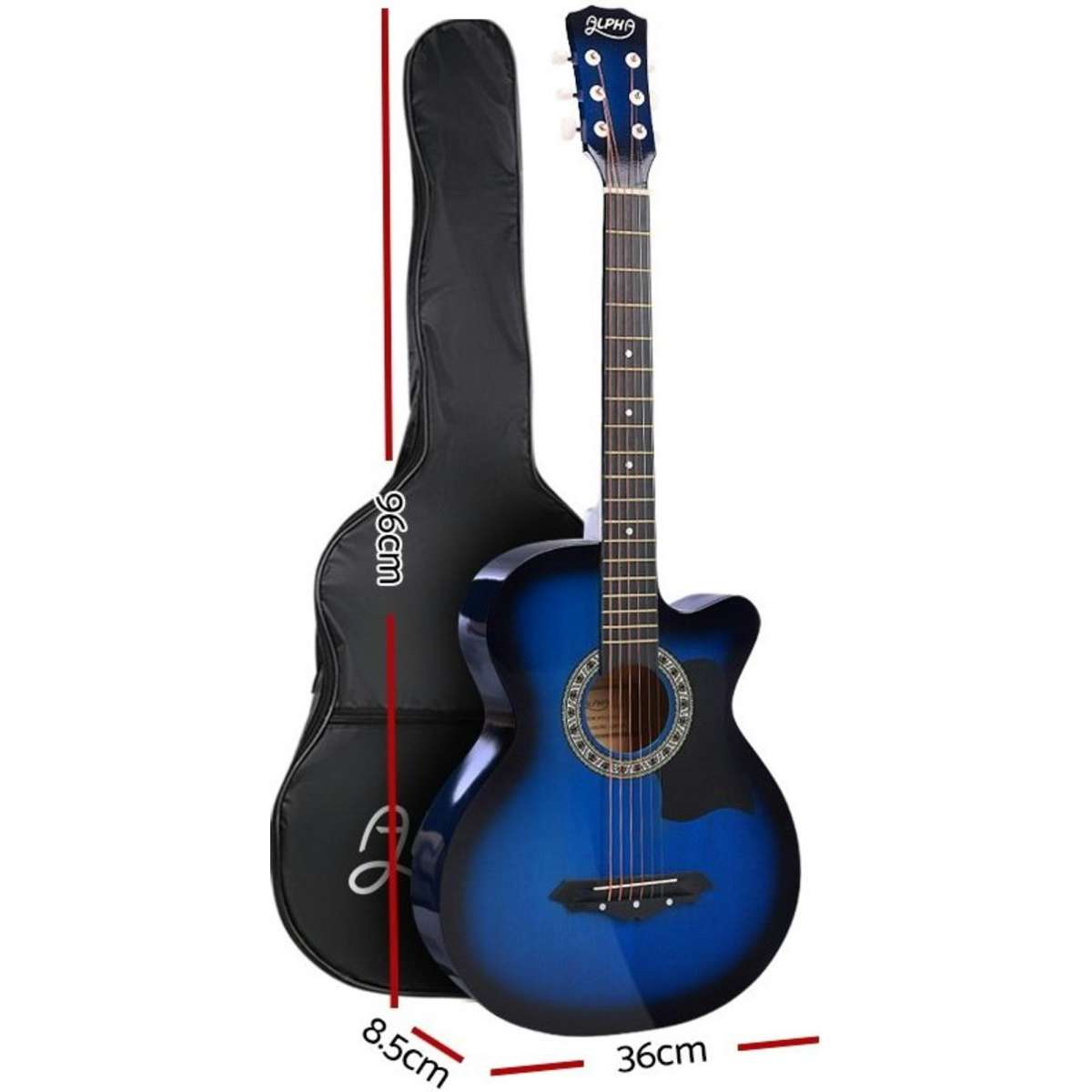 Alpha Guitar Acoustic Guitars 38 Inch Wooden Folk String Woolworths