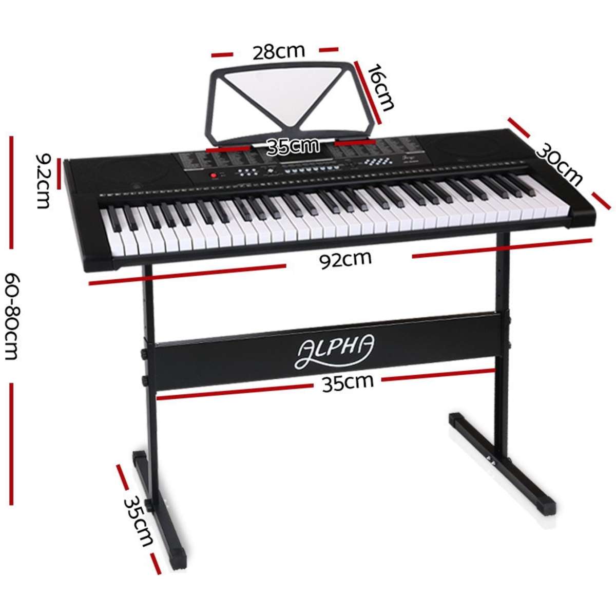 Alpha 61 Keys Electronic Piano Keyboard Digital Electric w/ Stand Sound