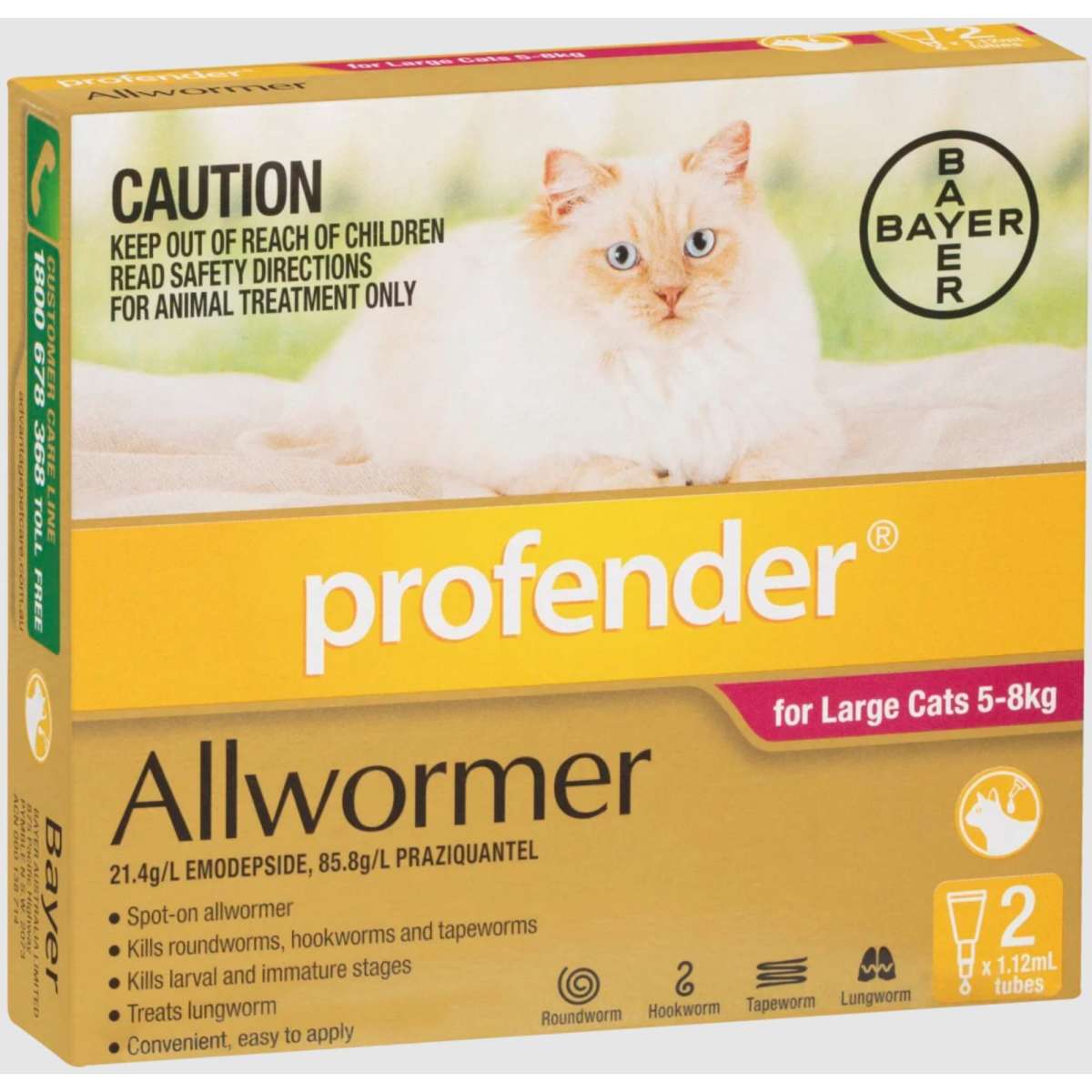 Profender Allwormer for Large Cats 5-8kg (Red) 2pk | Woolworths