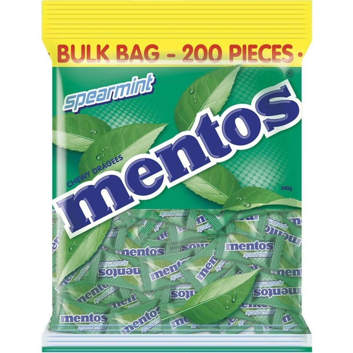 200pc Mentos Single Serve Pillowpack Spearmint 540g Bulk Bag Woolworths