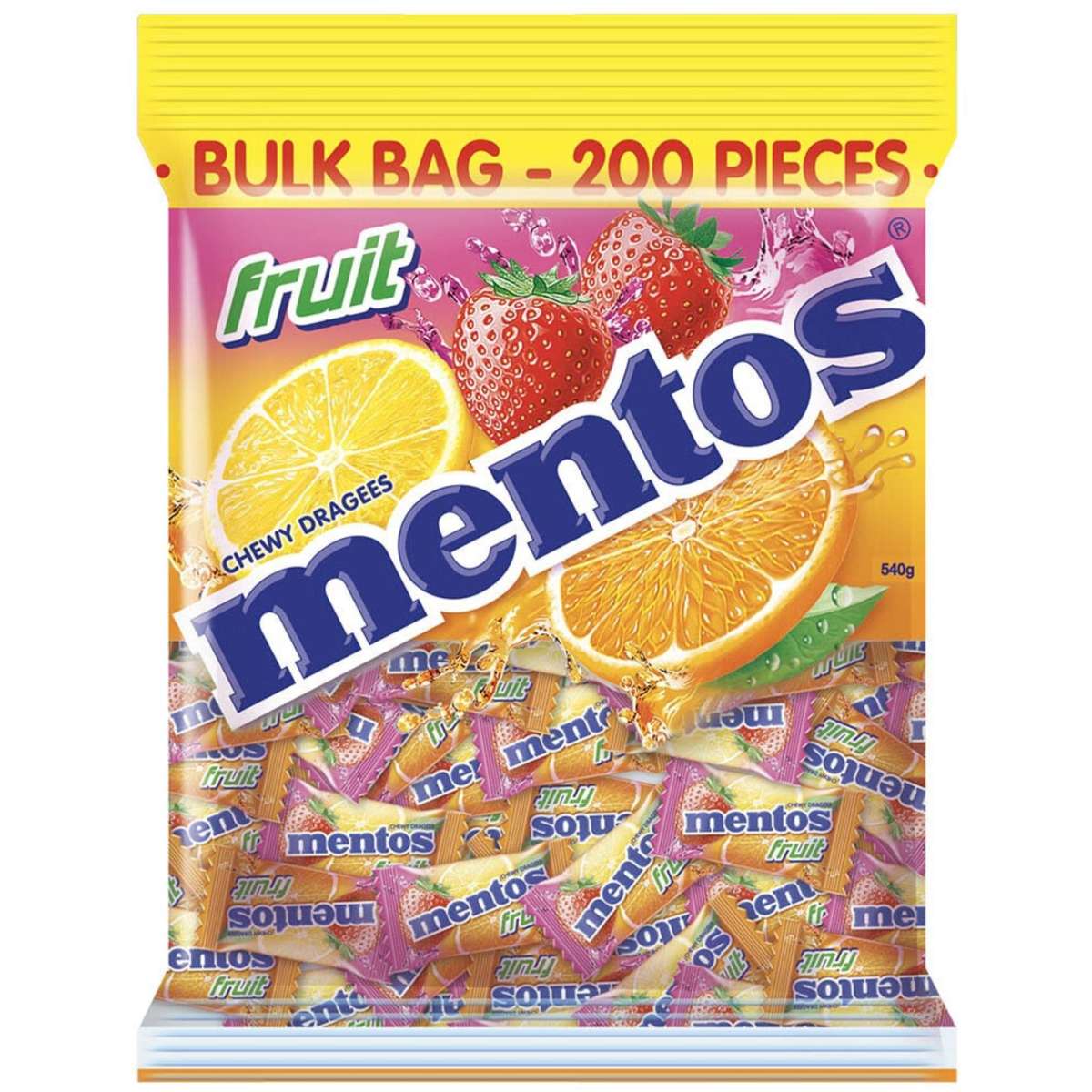 Mentos Single Serve Pillowpack Fruit Mints Bulk Bag 540g 200pc Woolworths