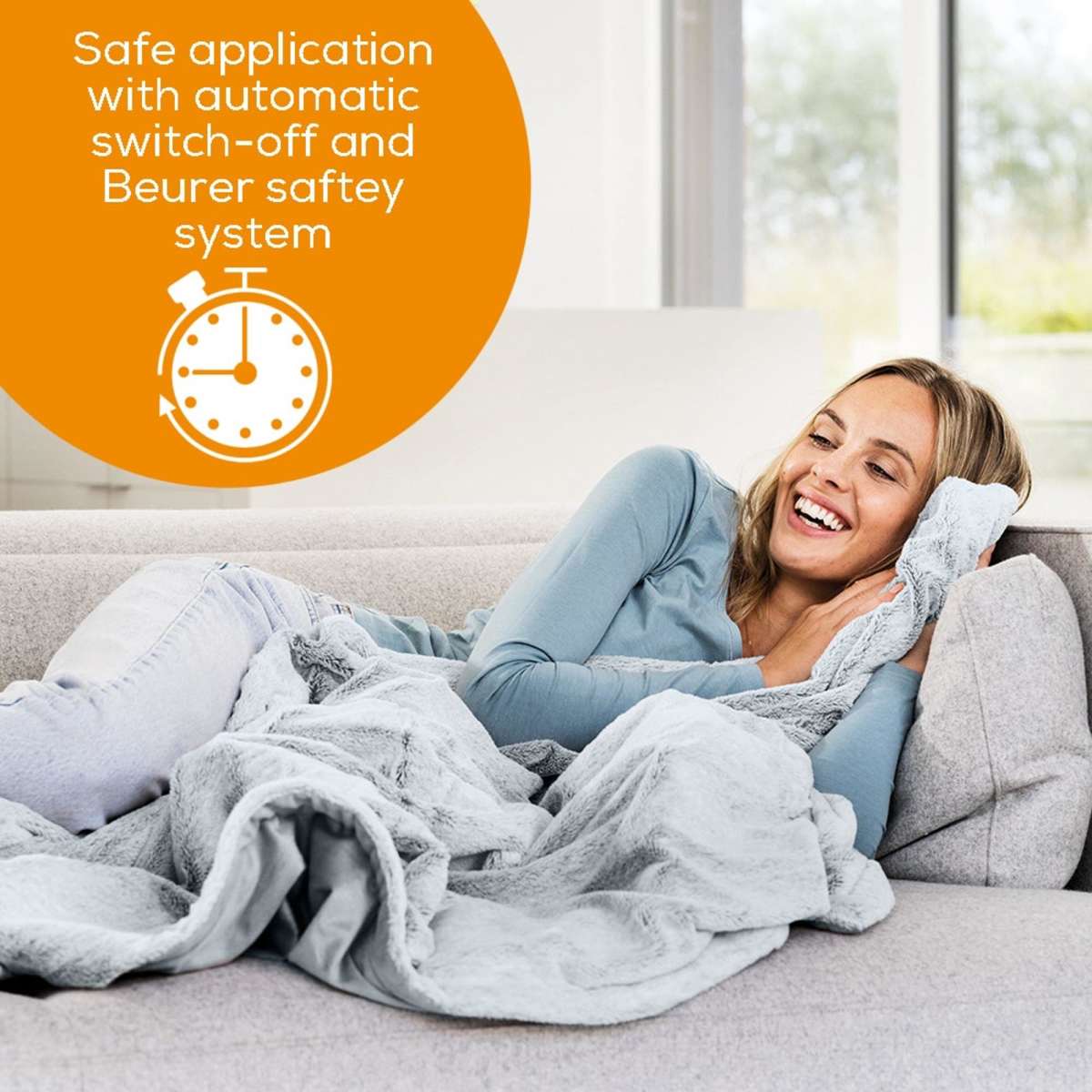 Beurer Electric Heated Cuddly Throw Blanket Grey HD75GNORDIC Woolworths