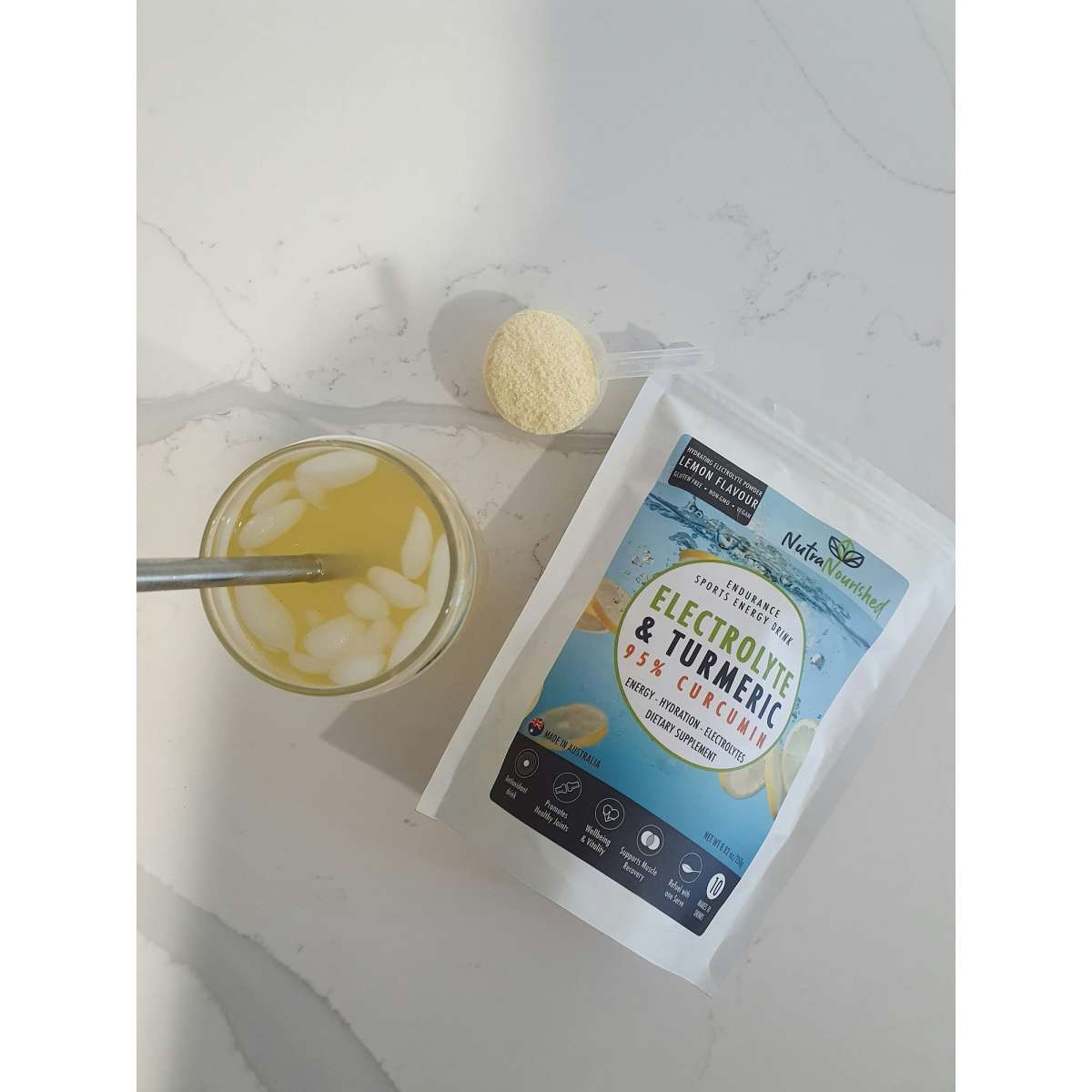 Nutra Nourished Sports Energy Drink Electrolyte Turmeric Extract 95