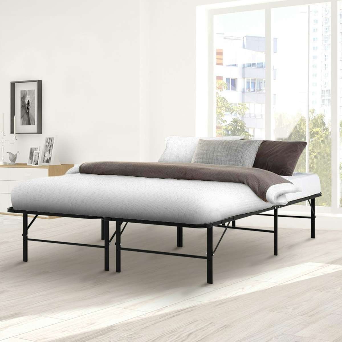 Artiss Folding Bed Frame Metal Base - Double | Woolworths