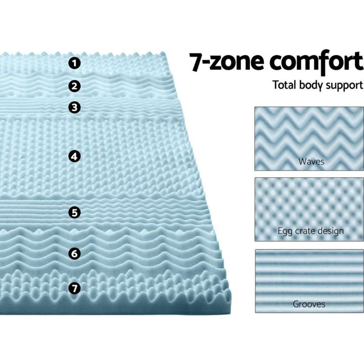 Giselle Bedding Cool Gel 7zone Memory Foam Mattress Topper w/Bamboo