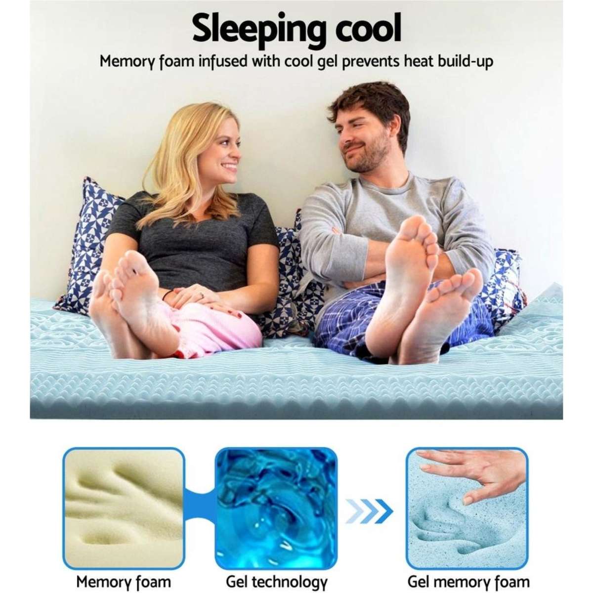 Giselle Bedding Cool Gel 7zone Memory Foam Mattress Topper w/Bamboo