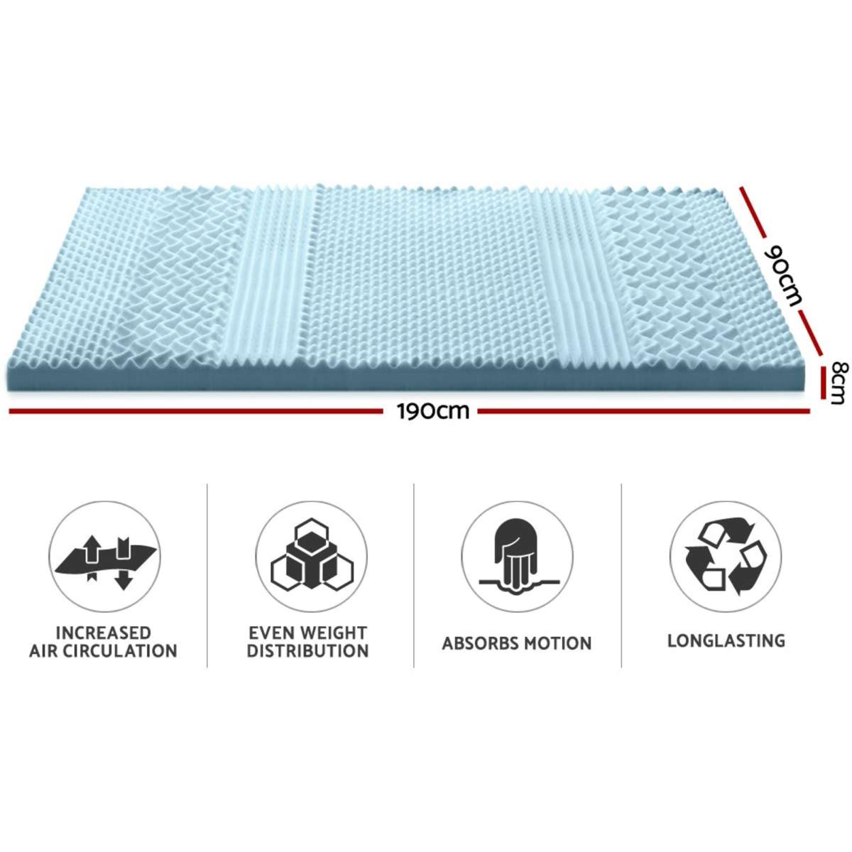 Giselle Bedding Cool Gel 7zone Memory Foam Mattress Topper w/Bamboo