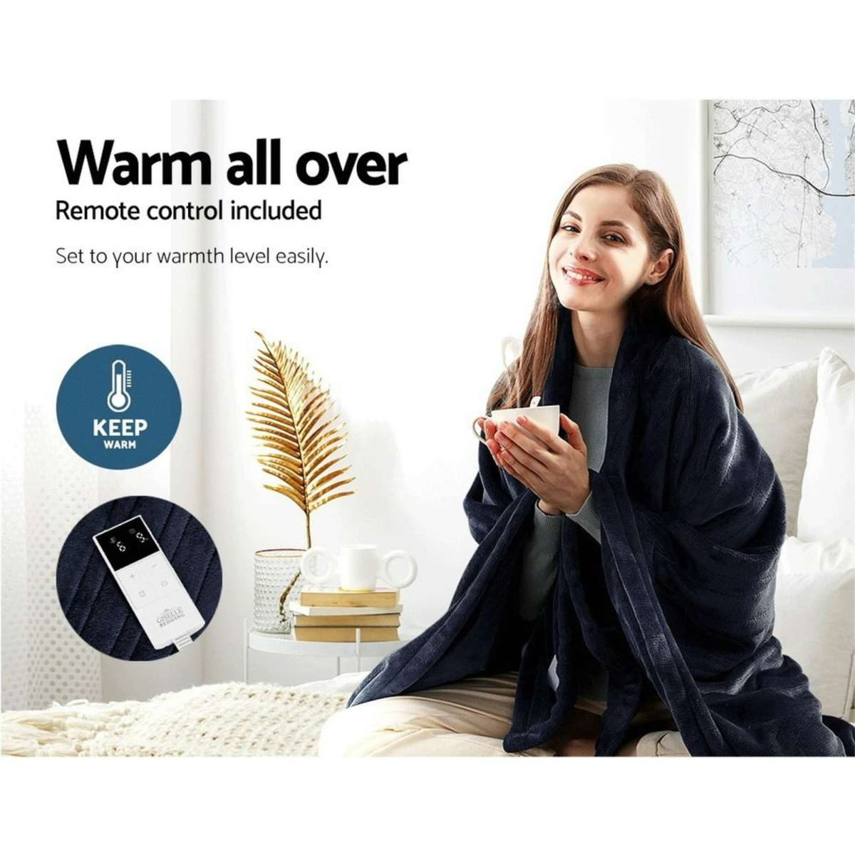 Giselle Electric Throw Rug Heated Blanket Fleece Charcoal Woolworths