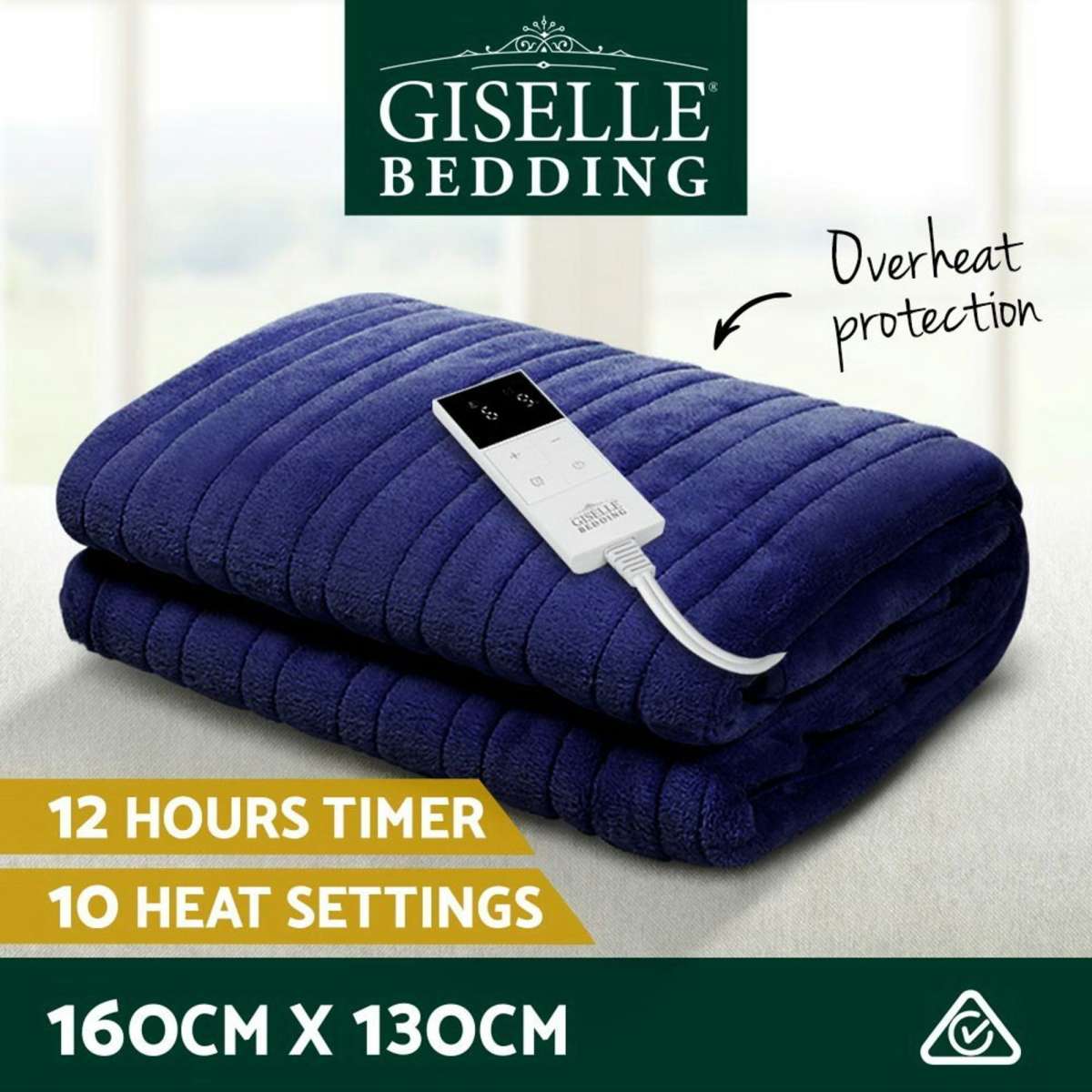 Giselle Electric Throw Rug Heated Blanket Fleece Blue Woolworths