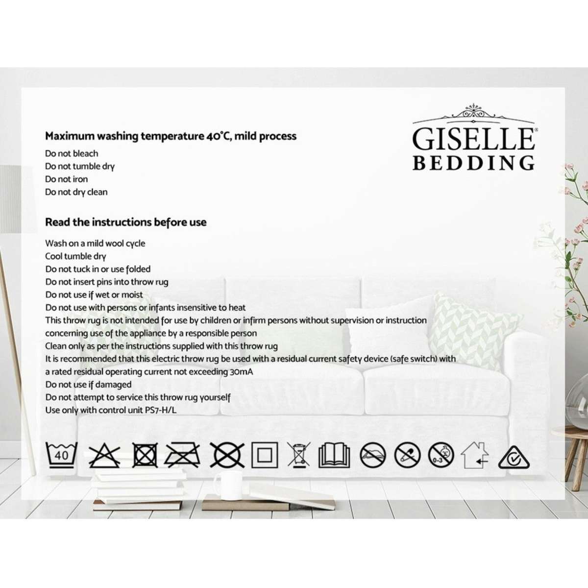 Giselle Electric Throw Rug Heated Blanket Fleece Blue Woolworths