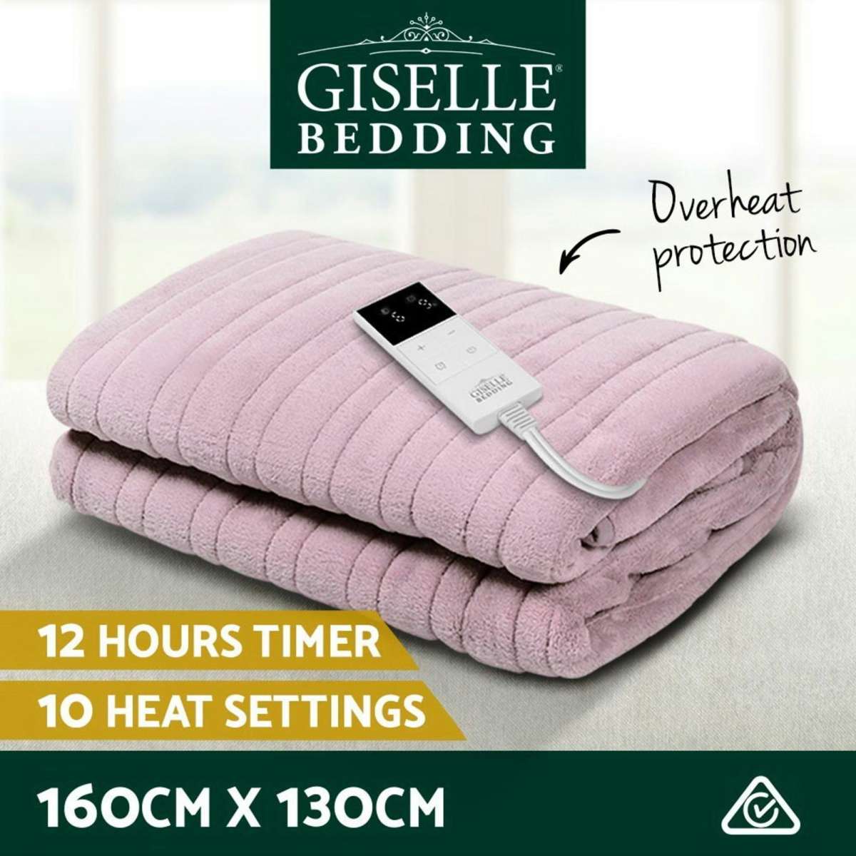 Giselle Electric Throw Rug Heated Blanket Fleece Pink Woolworths