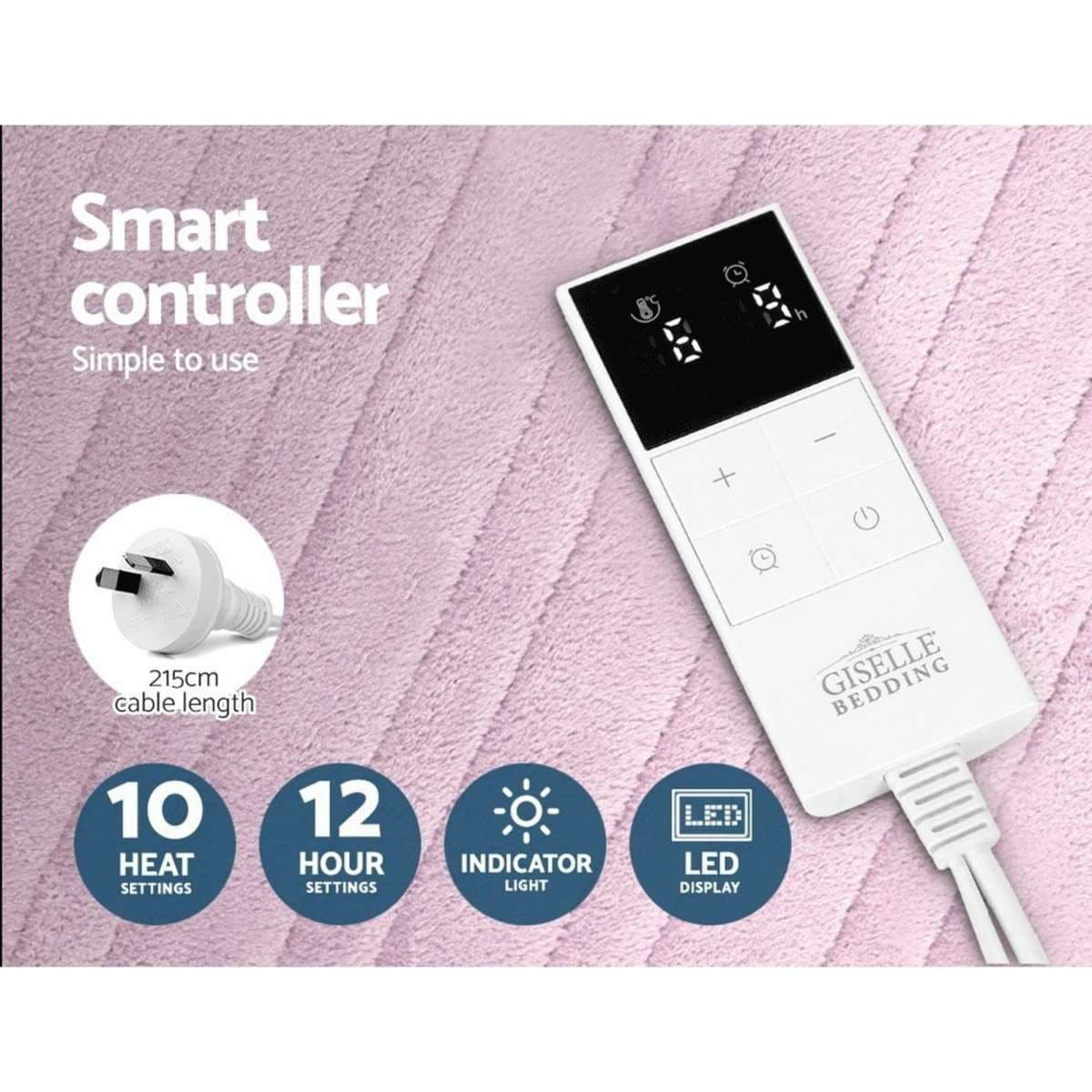 Giselle Electric Throw Rug Heated Blanket Fleece Pink Woolworths