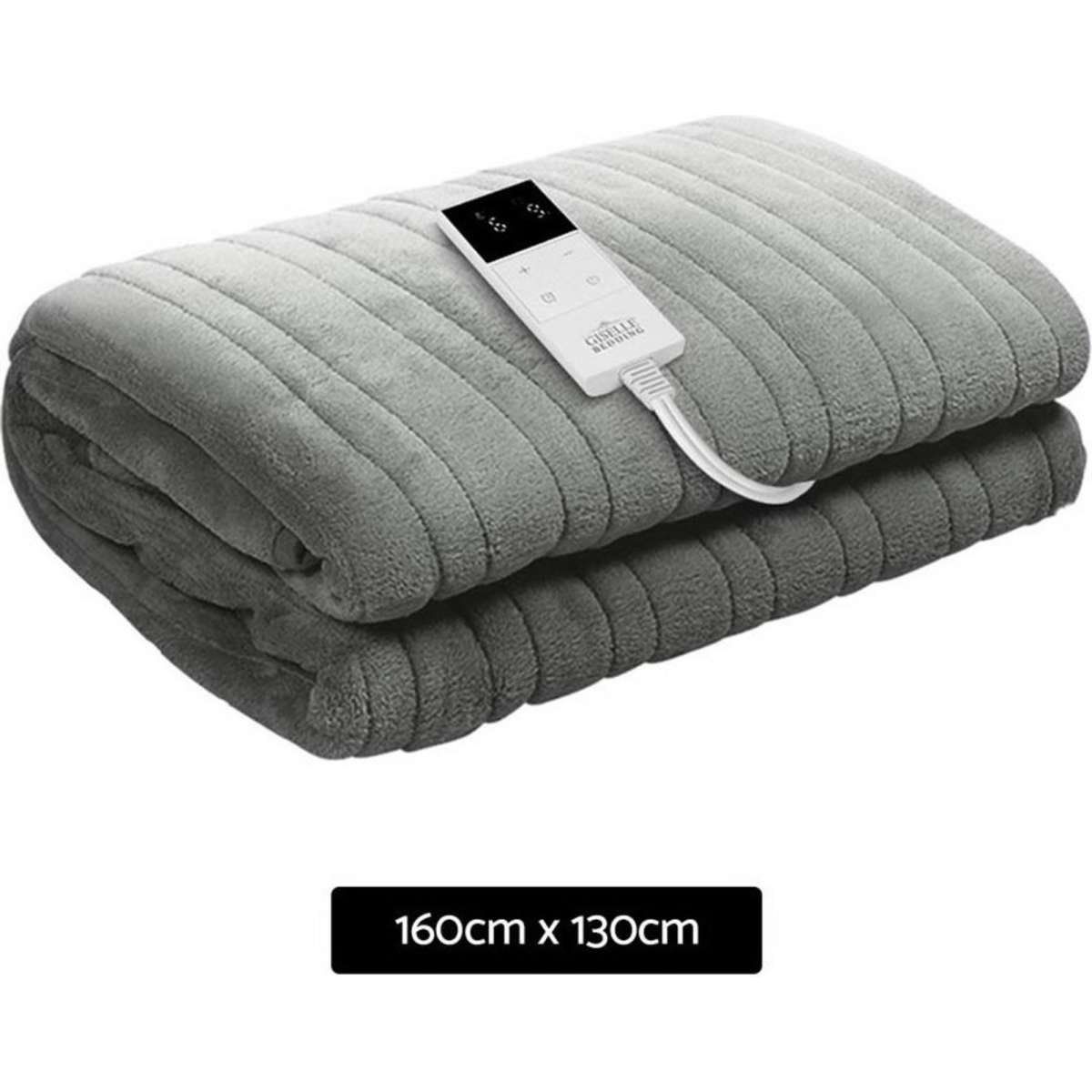 Giselle Electric Throw Rug Heated Blanket Fleece Grey Woolworths