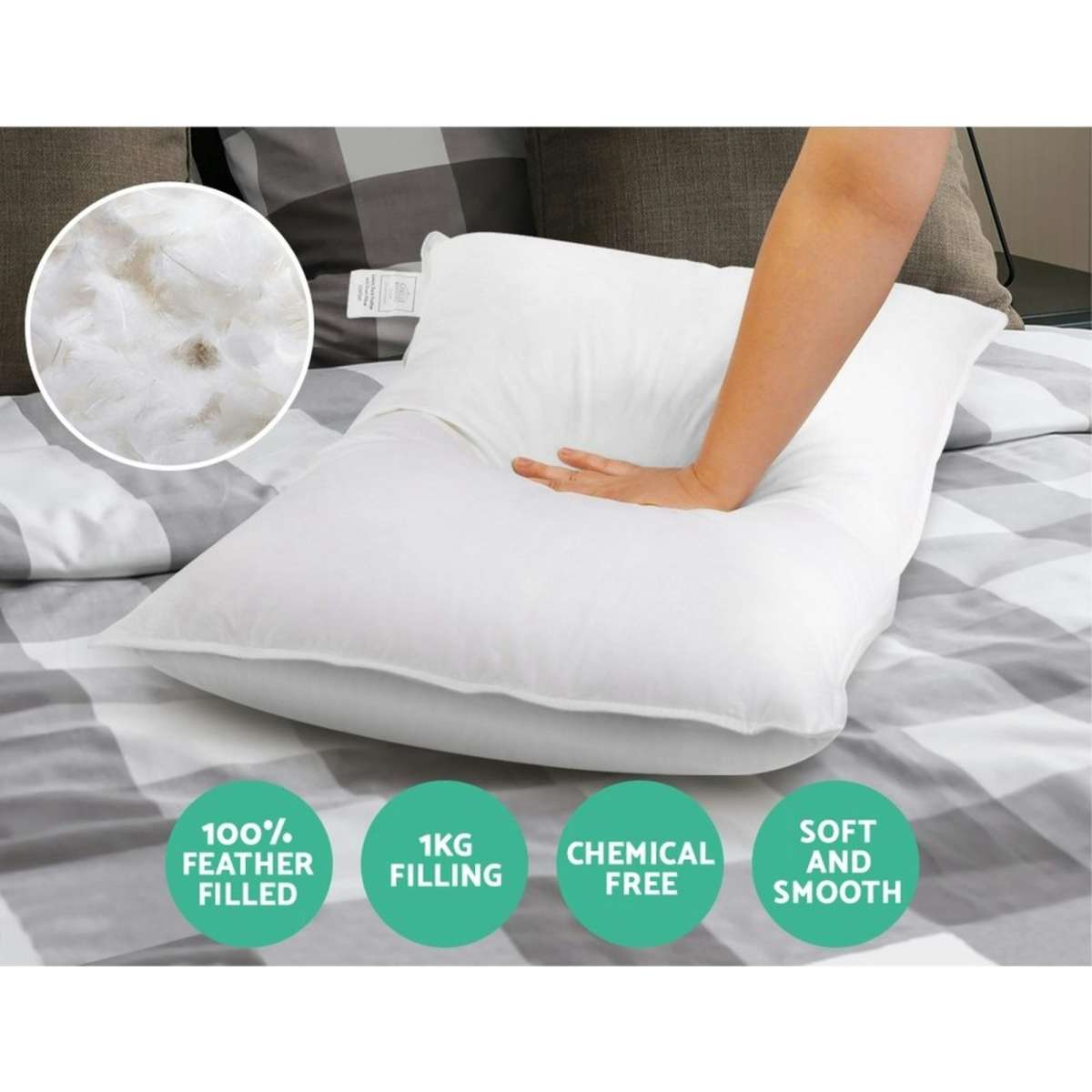 Giselle Bedding Duck Feather Down Pillow Twin Pack Woolworths