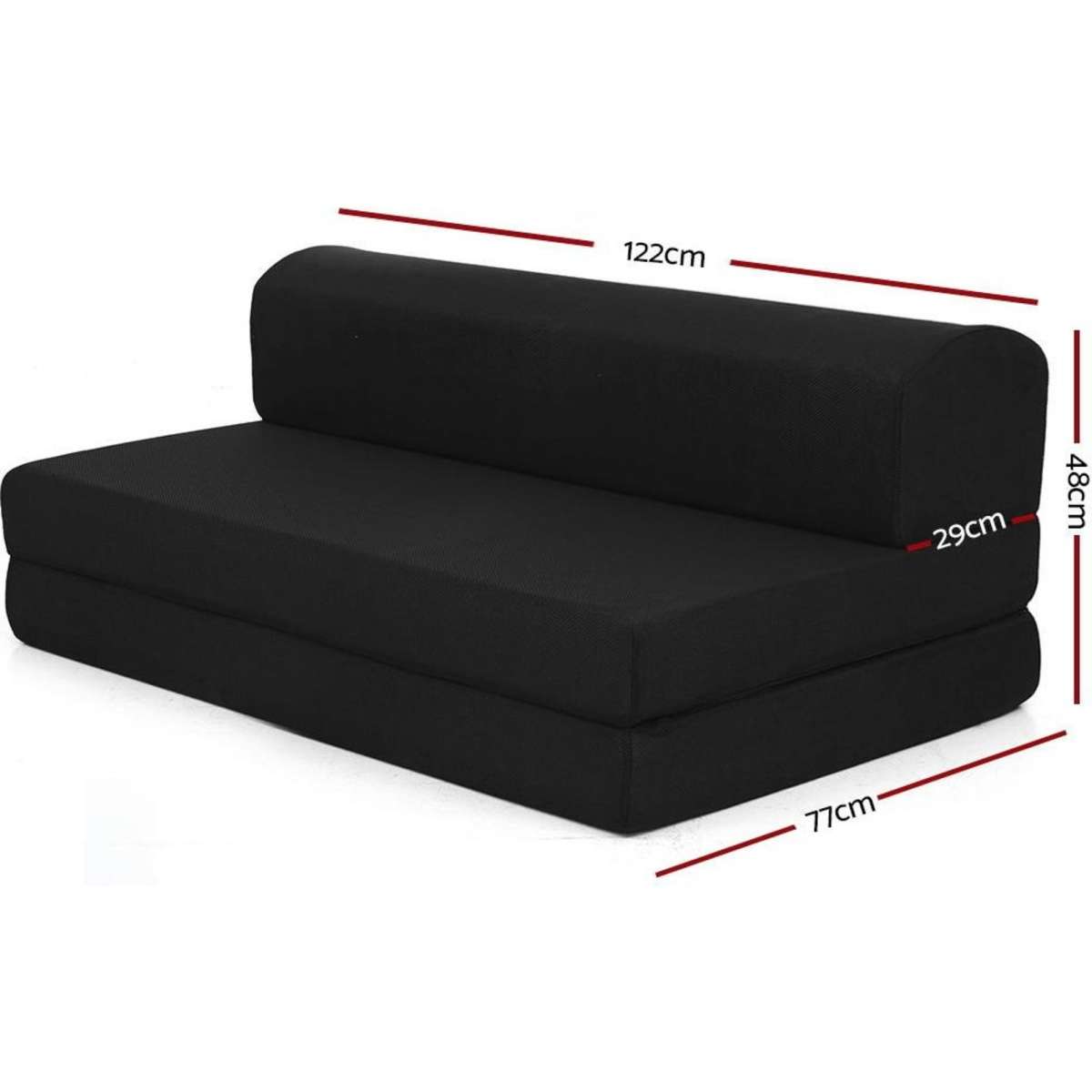 Giselle Bedding Foldable Mattress Folding Foam Bed Mat Double Black