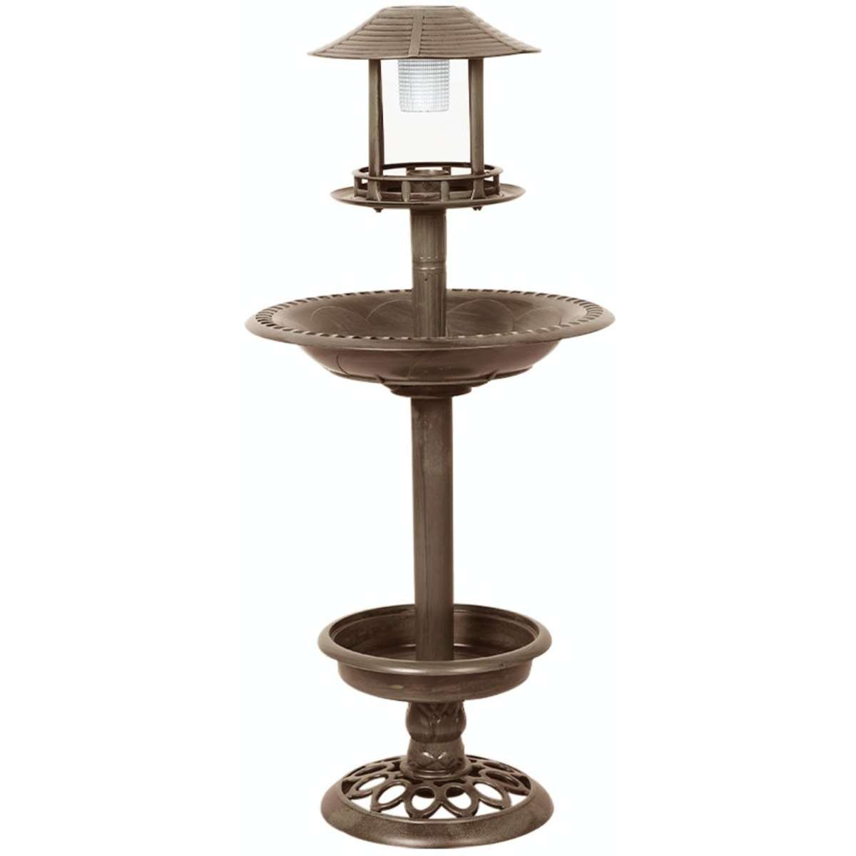 PaWz Bird Bath Feeder Feeding Food Station Solar Light Outdoor Garden ...