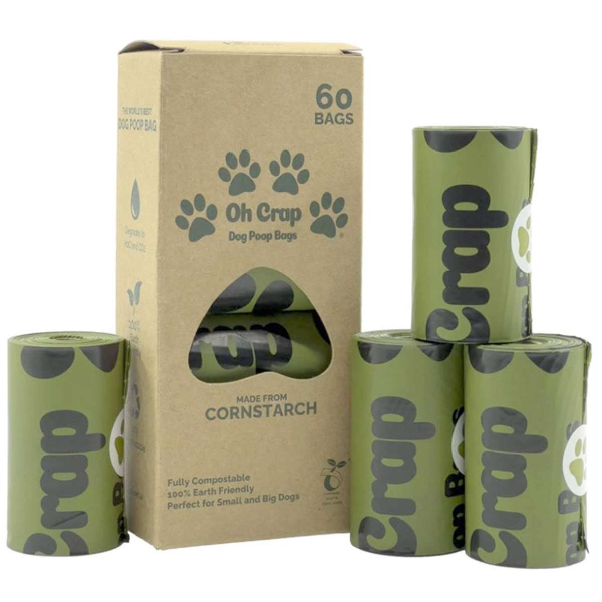 Oh Crap Compostable/Biodegradable Dog Poop Bags 60pc 23 x 33cm