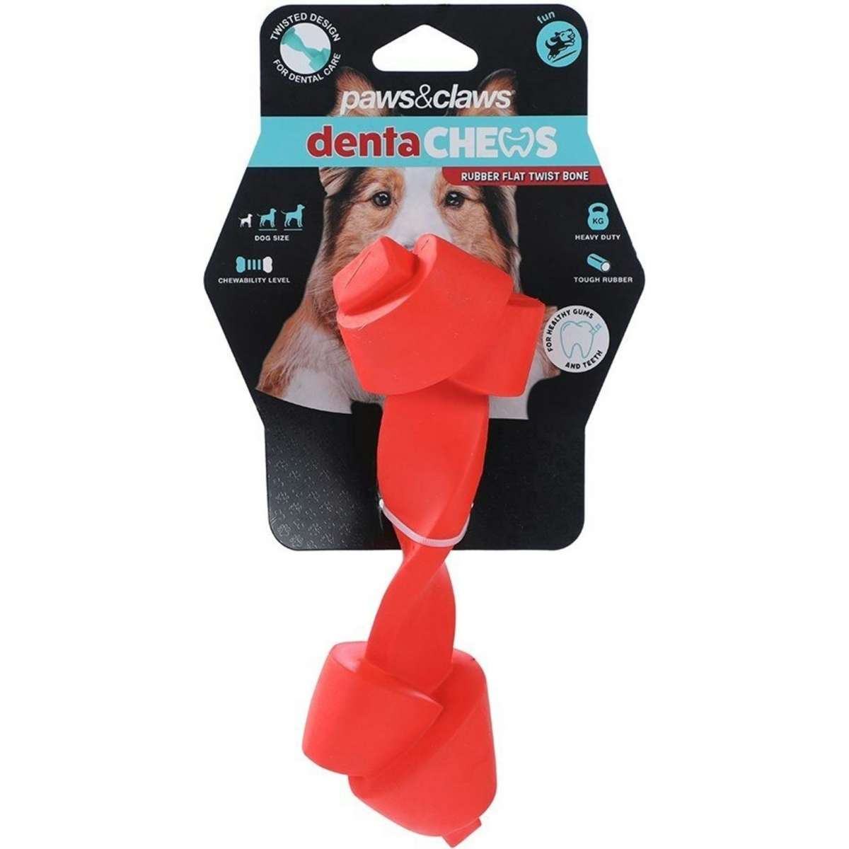 Paws And Claws Denta Chews Flat Twist Bone Dog/PetToy Assorted 22.8x7