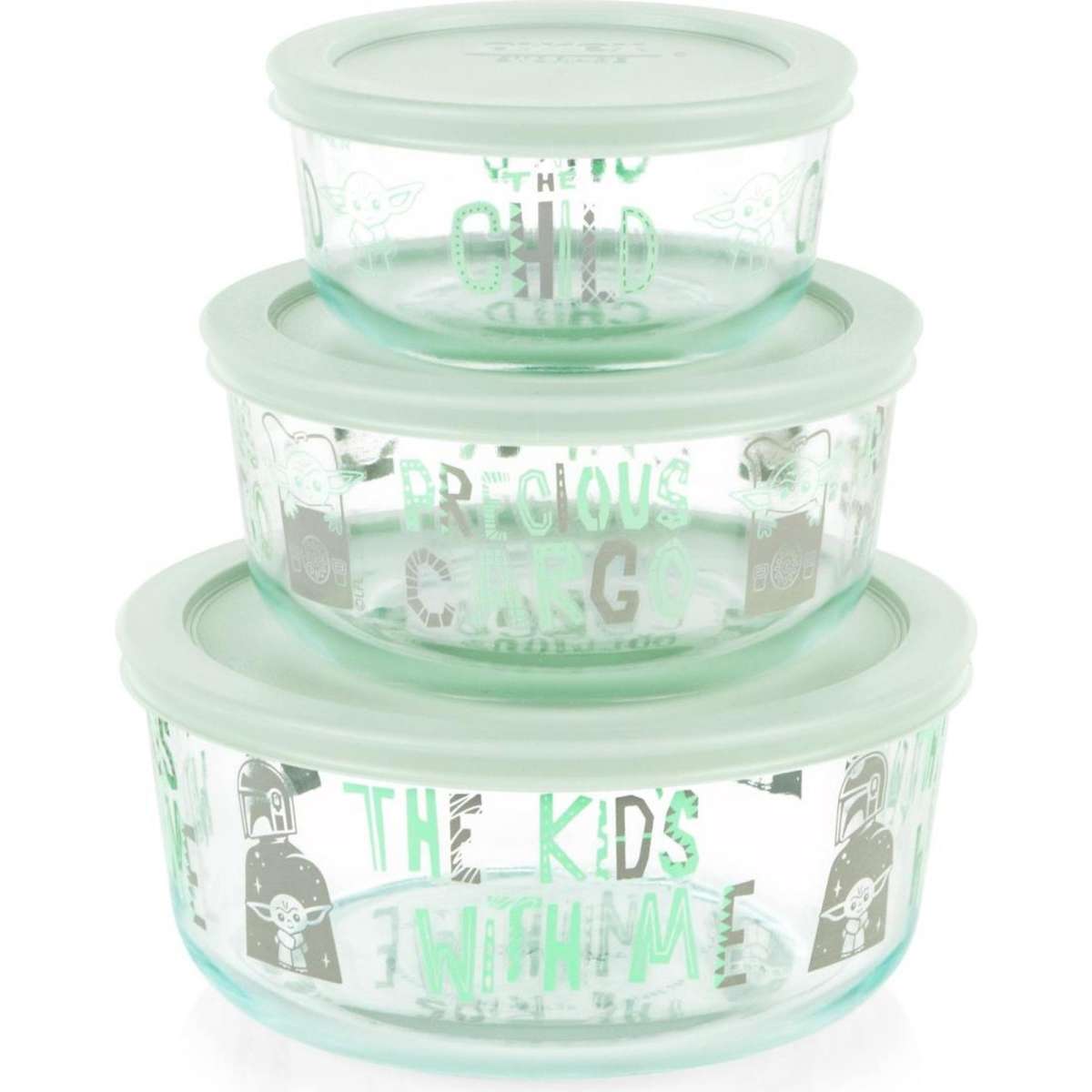Pyrex Simply Store The Mandalorian Round Glass Storage 6 Piece Set