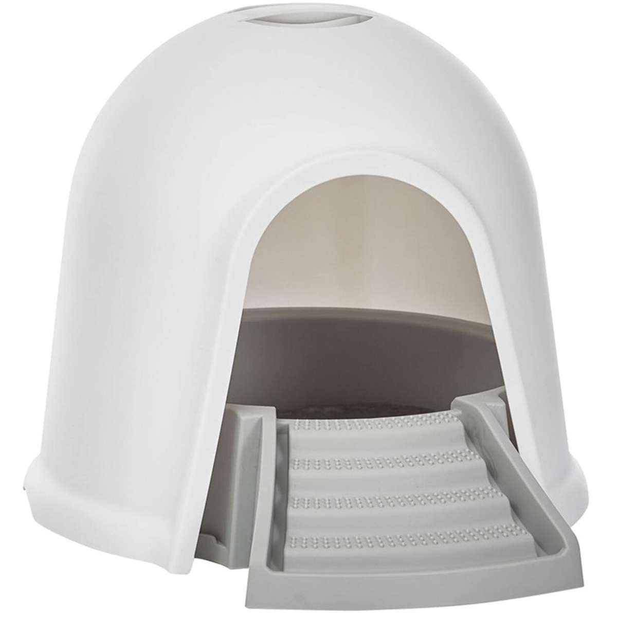 M-Pets 2-in-1 Igloo Cat Litter Box Tray White & Grey 60cm | Woolworths