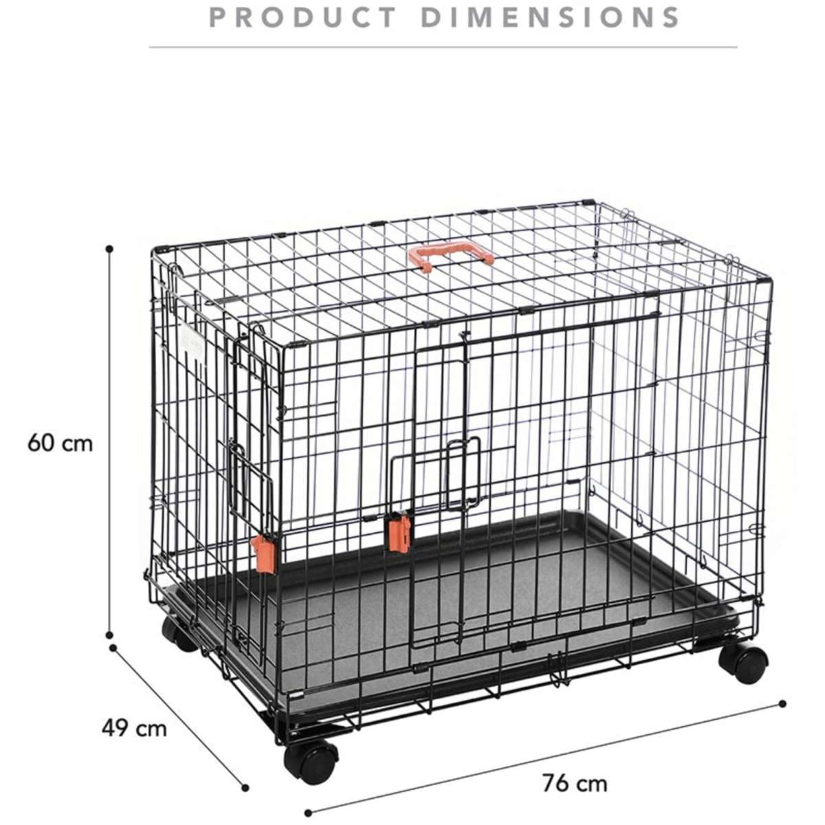 MPets Medium 2Door Voyager Pet/Dog Wire 91cm Crate w/ Wheels & Lock