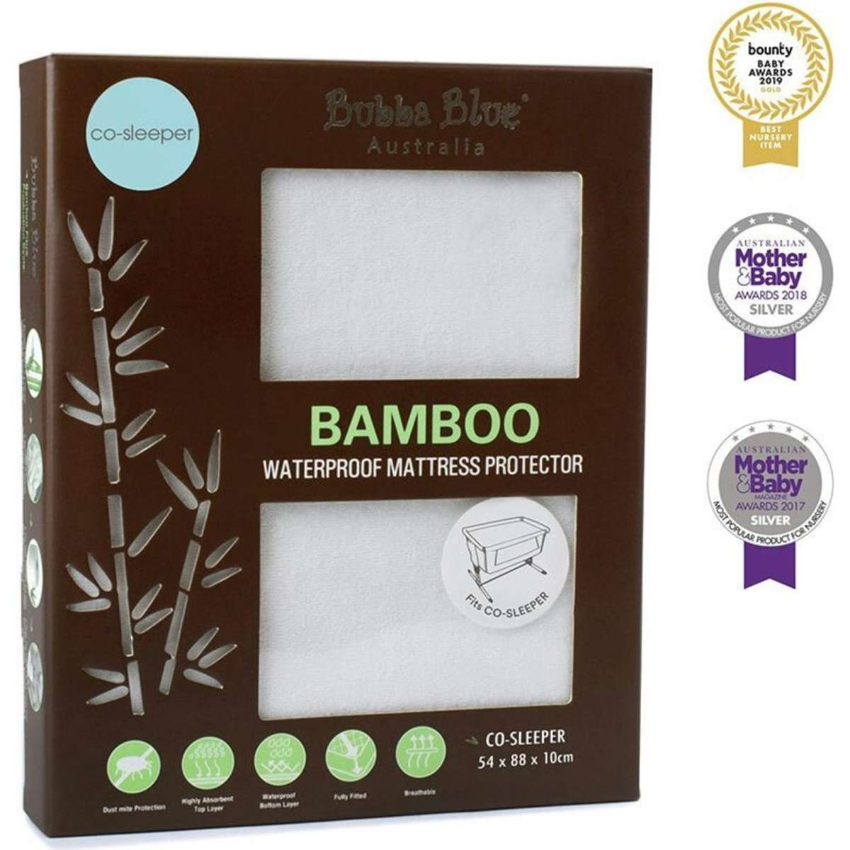 Bubba Blue Bamboo Mattress Protector Co-Sleeper White | Woolworths