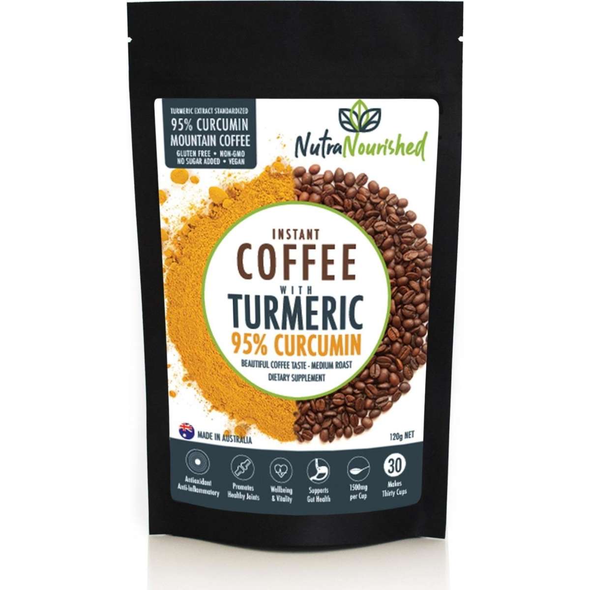 Nutra Nourished Instant Coffee and Organic Turmeric Pure Extract 95