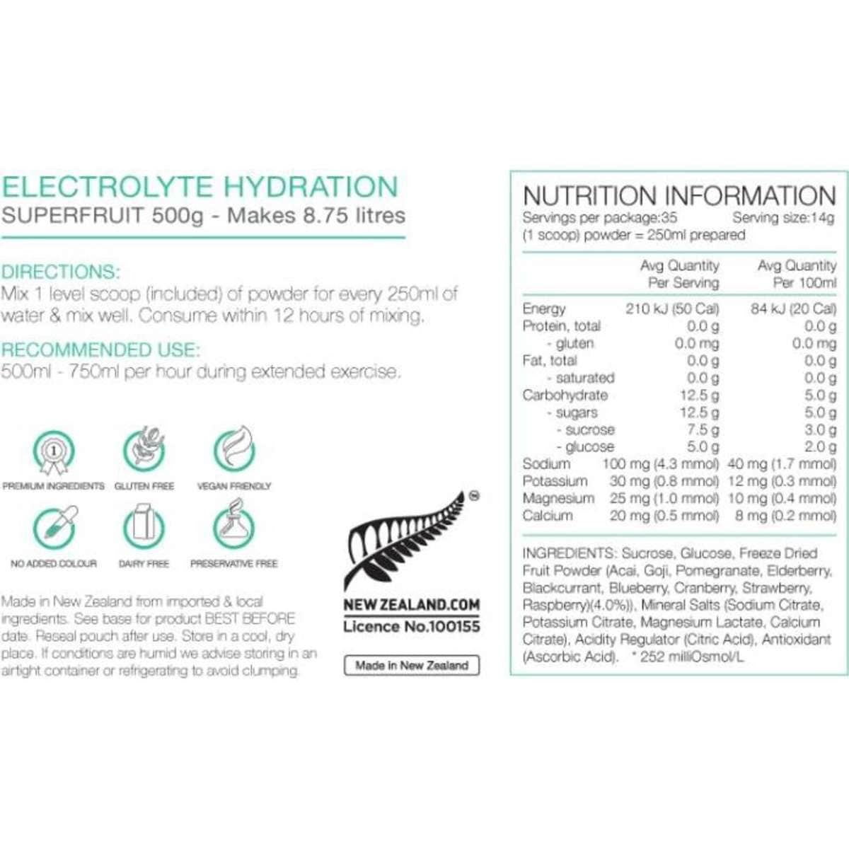 Pure Sports Nutrition Electrolyte Hydration Superfruits 500g Woolworths