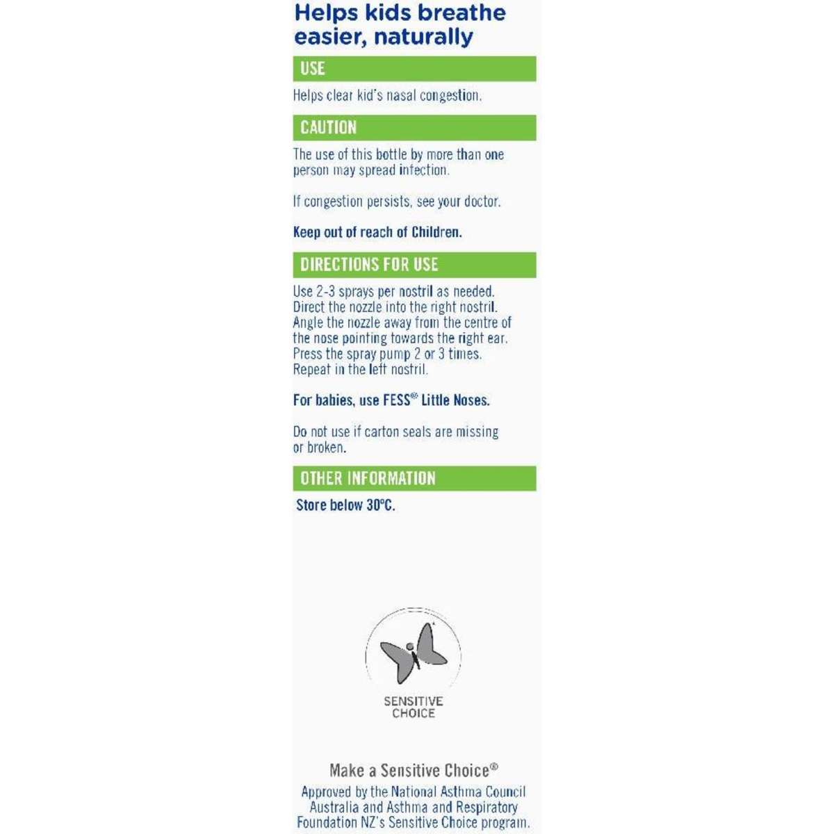 Fess Saline Nasal Spray for Kids 20ml Woolworths