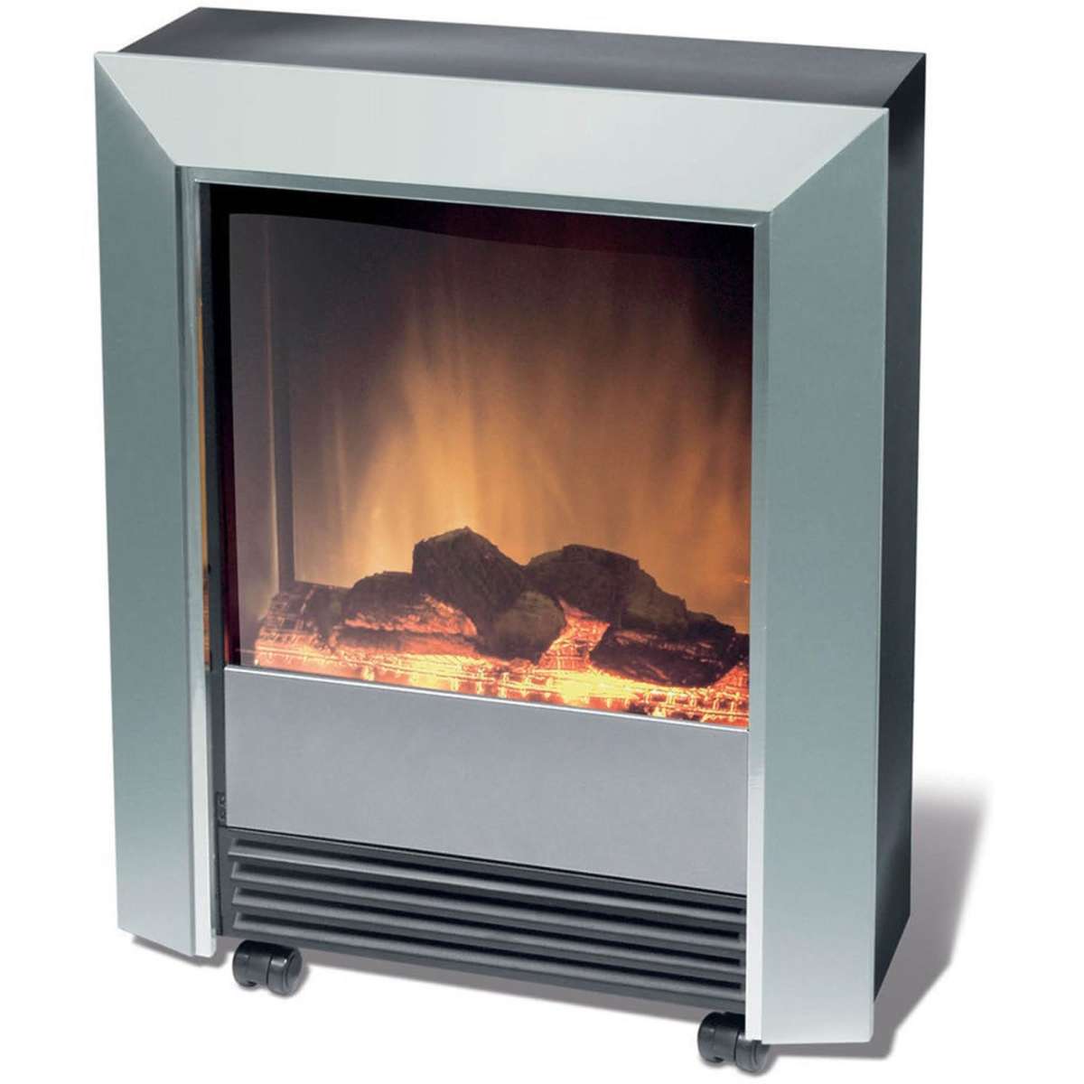 Dimplex Lee Silver Electric Fireplace Heater Heat/Flame Smoke Coal Wood