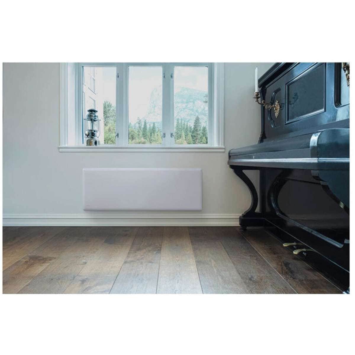 Nobo Slimline Panel Heater w/Castors & Thermostat White 1500W