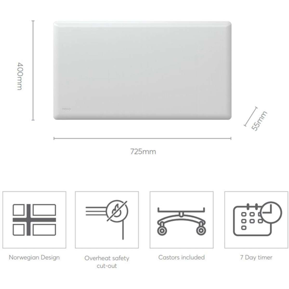 Nobo Slimline Panel Heater w/ Castors & Timer White 1000W Woolworths
