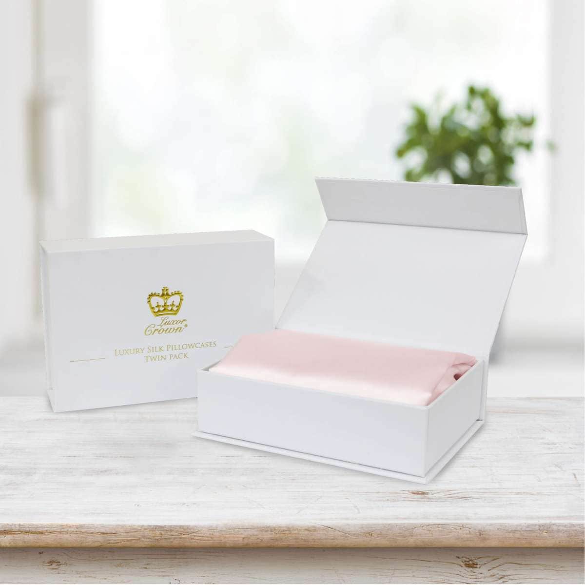 Luxor Crown Set of 2 Mulberry Silk Standard Pillowcases (Blush