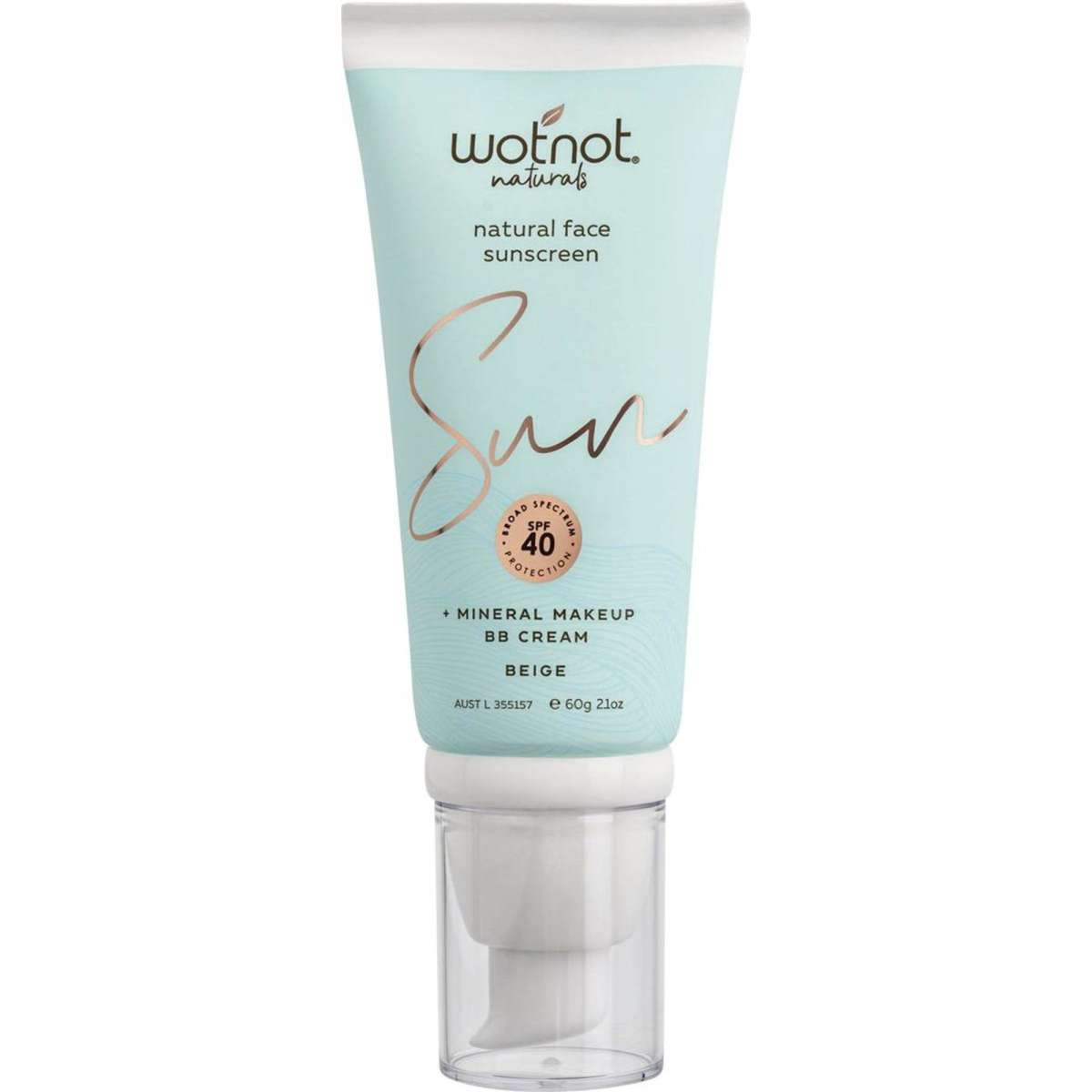 Wotnot Natural Face Sunscreen SPF40 Tinted LightMedium BB Cream 60g