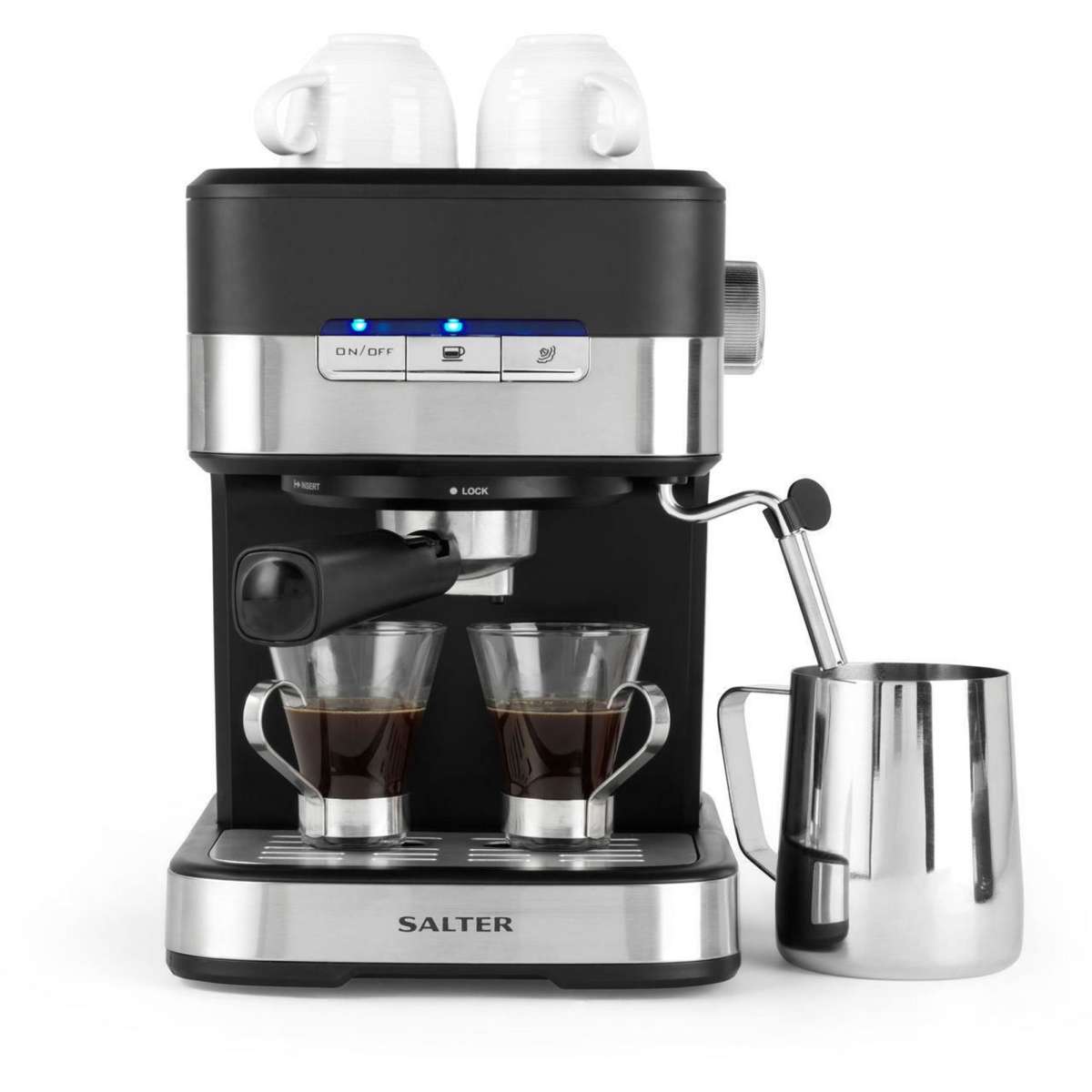 Salter Espresso Pro Coffee Machine, 15 Bar Pressure Pump w/ Milk