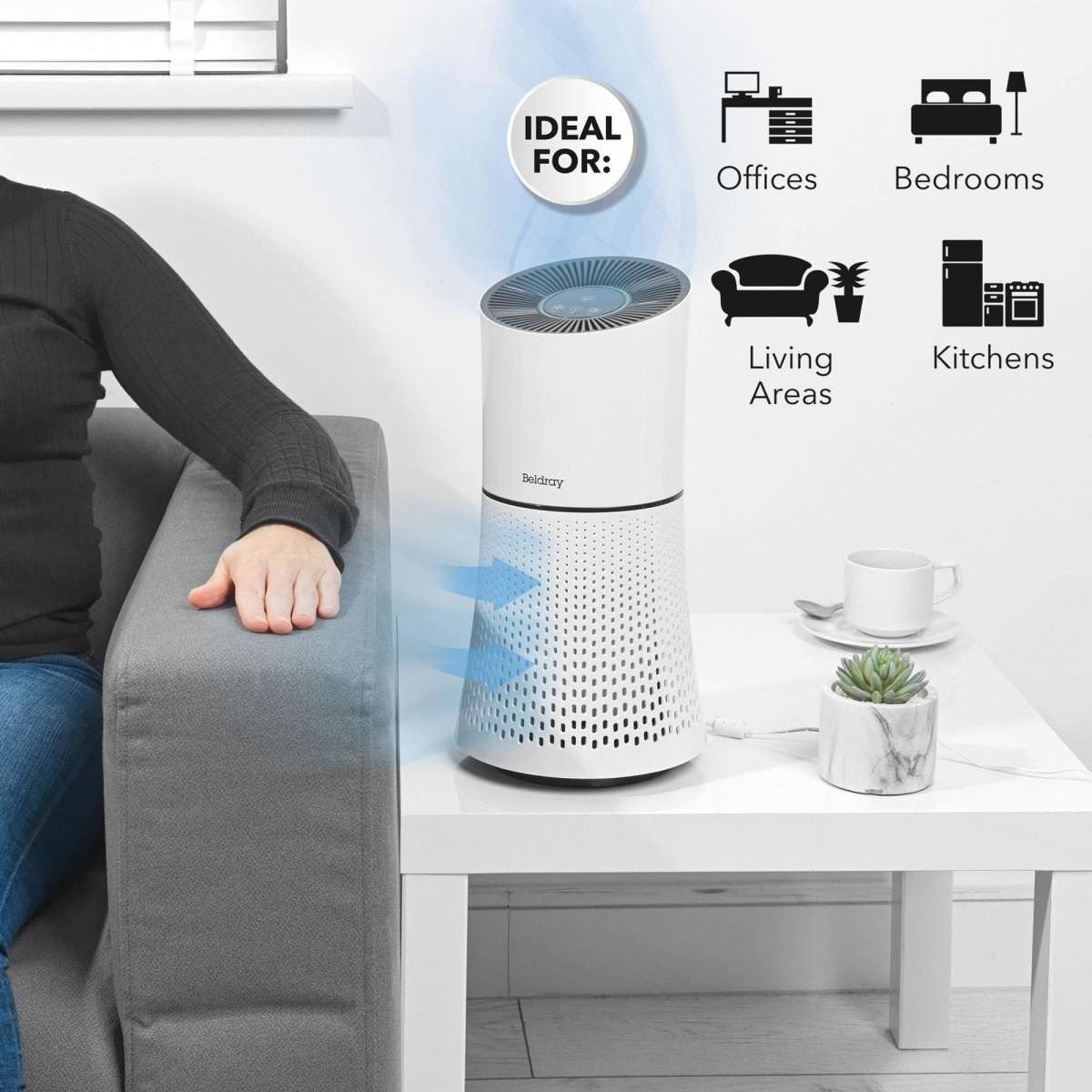 Beldray Total Air Purifier, 22 W, HEPA Filter, 3 Speed Settings, Able