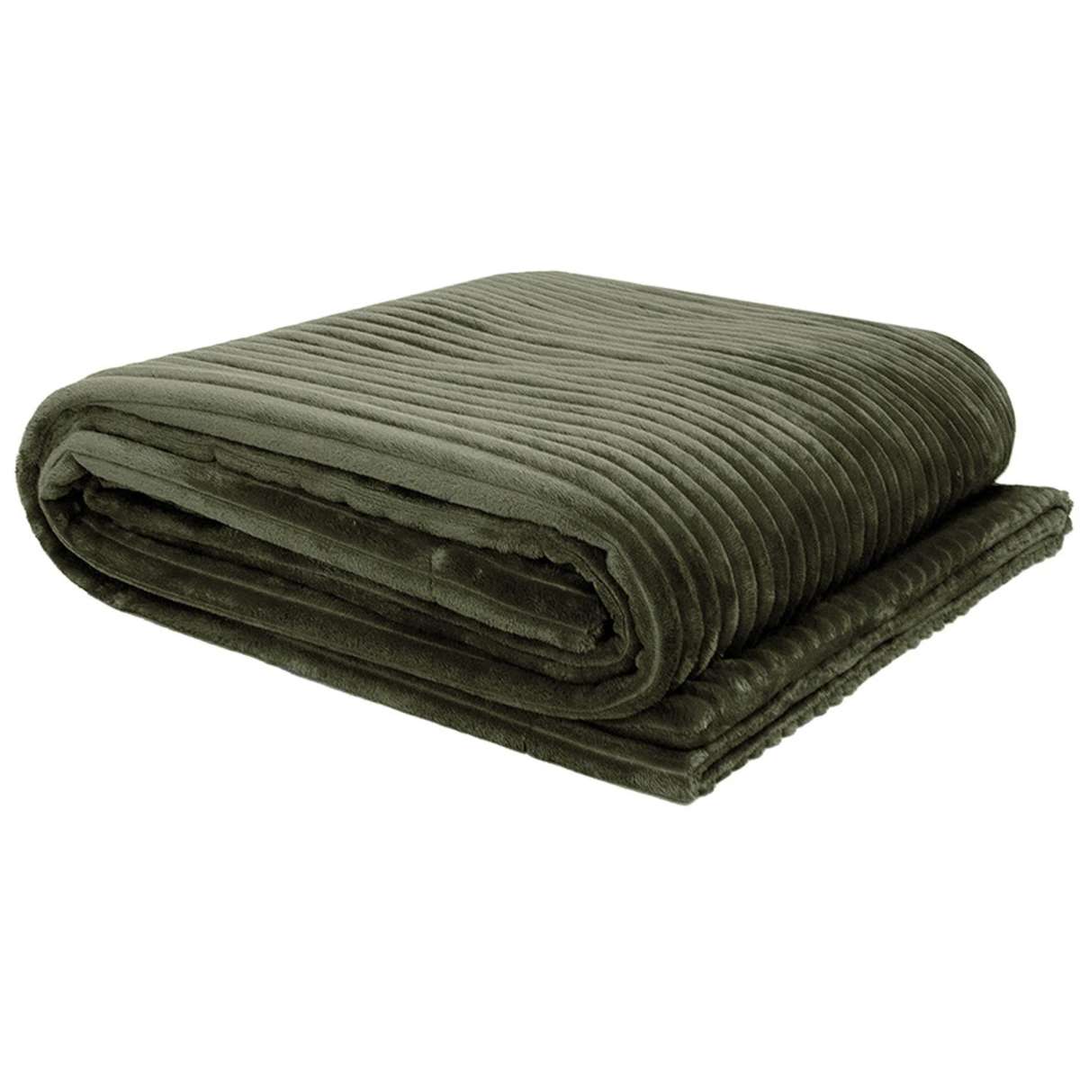 Bambury Channel Throw 130x150cm Olive Woolworths