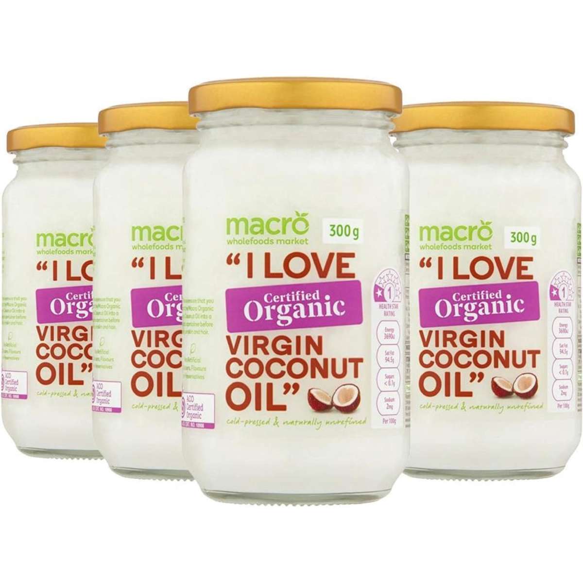 Macro Organic Coconut Oil 900g Carton 4pk Woolworths