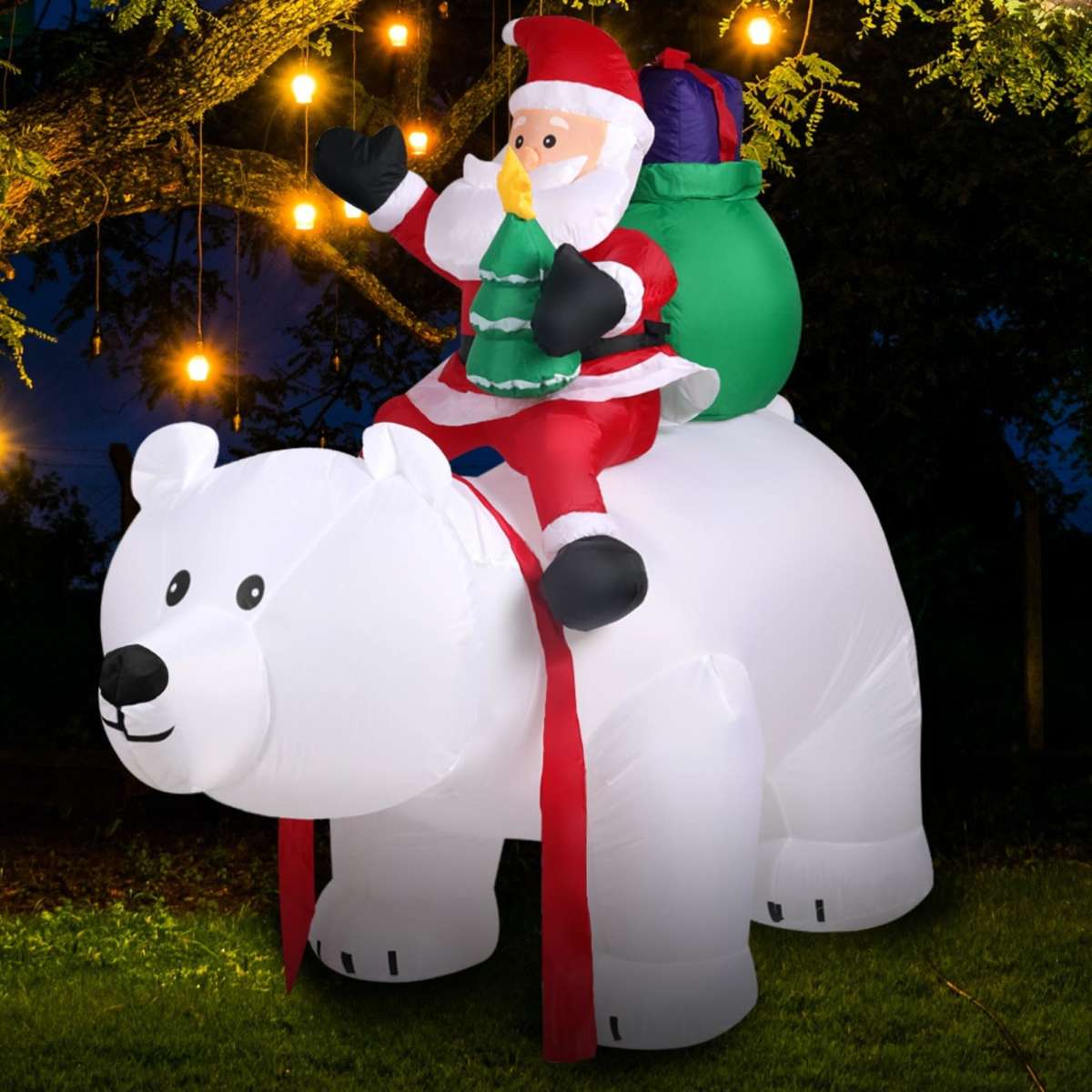 Santaco Inflatable Christmas Outdoor Decorations Santa LED Lights Xmas