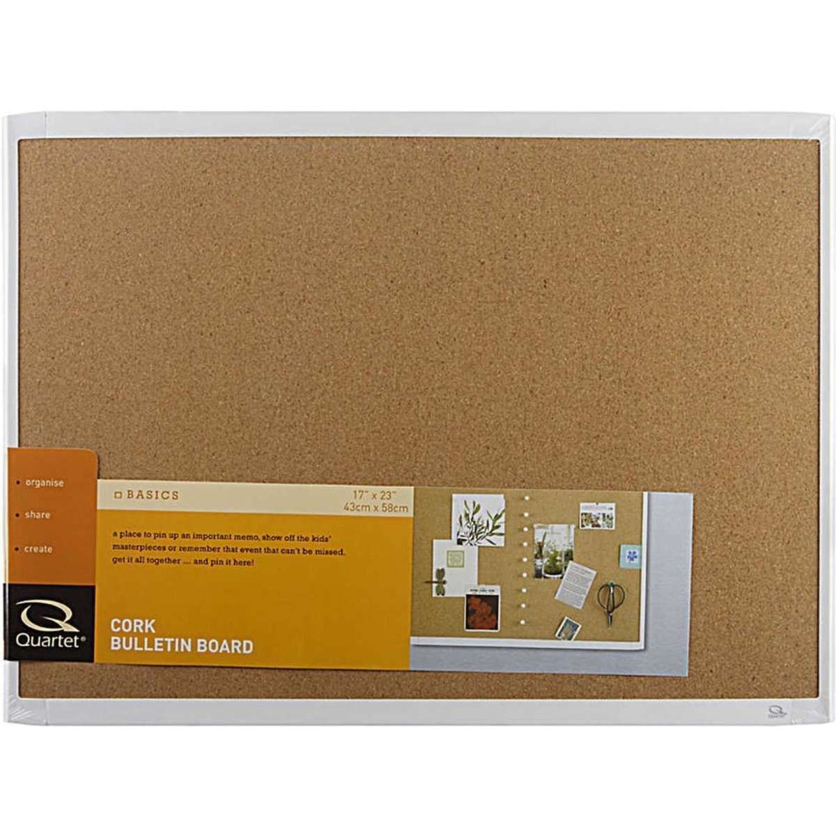 Quartet 430mm x 580mm Corkboard With White Finish Woolworths
